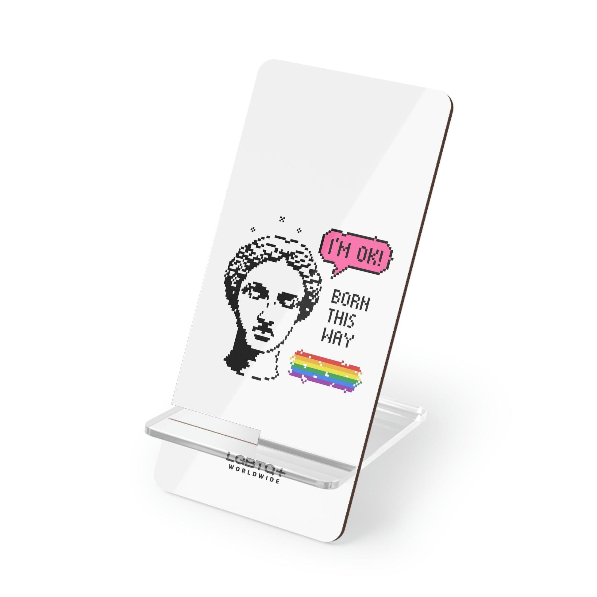 LGBTQWorldwide - ,,BORN THIS WAY" Handyhalter für Smartphones Accessories, all, Desk, Phone accessory, stand, tech, Tech Accessories lgbtq Bekleidung Accessoires unisex Zubehör