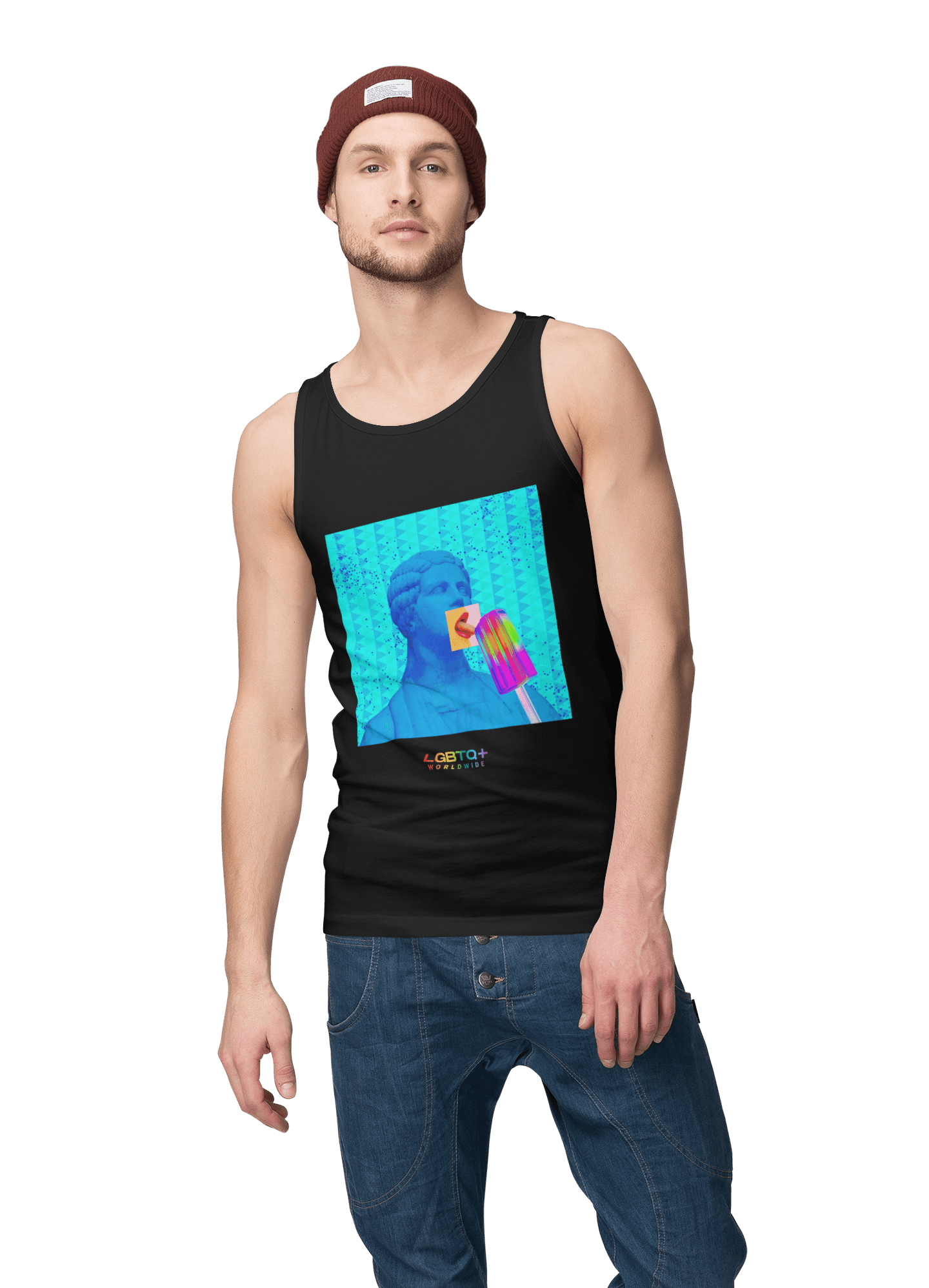 LGBTQWorldwide - ,,COTTON ICE'' DTG, Eco-friendly, Men's Clothing, Neck Labels, Organic, Recycled, Slim fit, Sustainable, Tank Tops, Tanke, Vegan lgbtq Bekleidung Accessoires unisex Zubehör