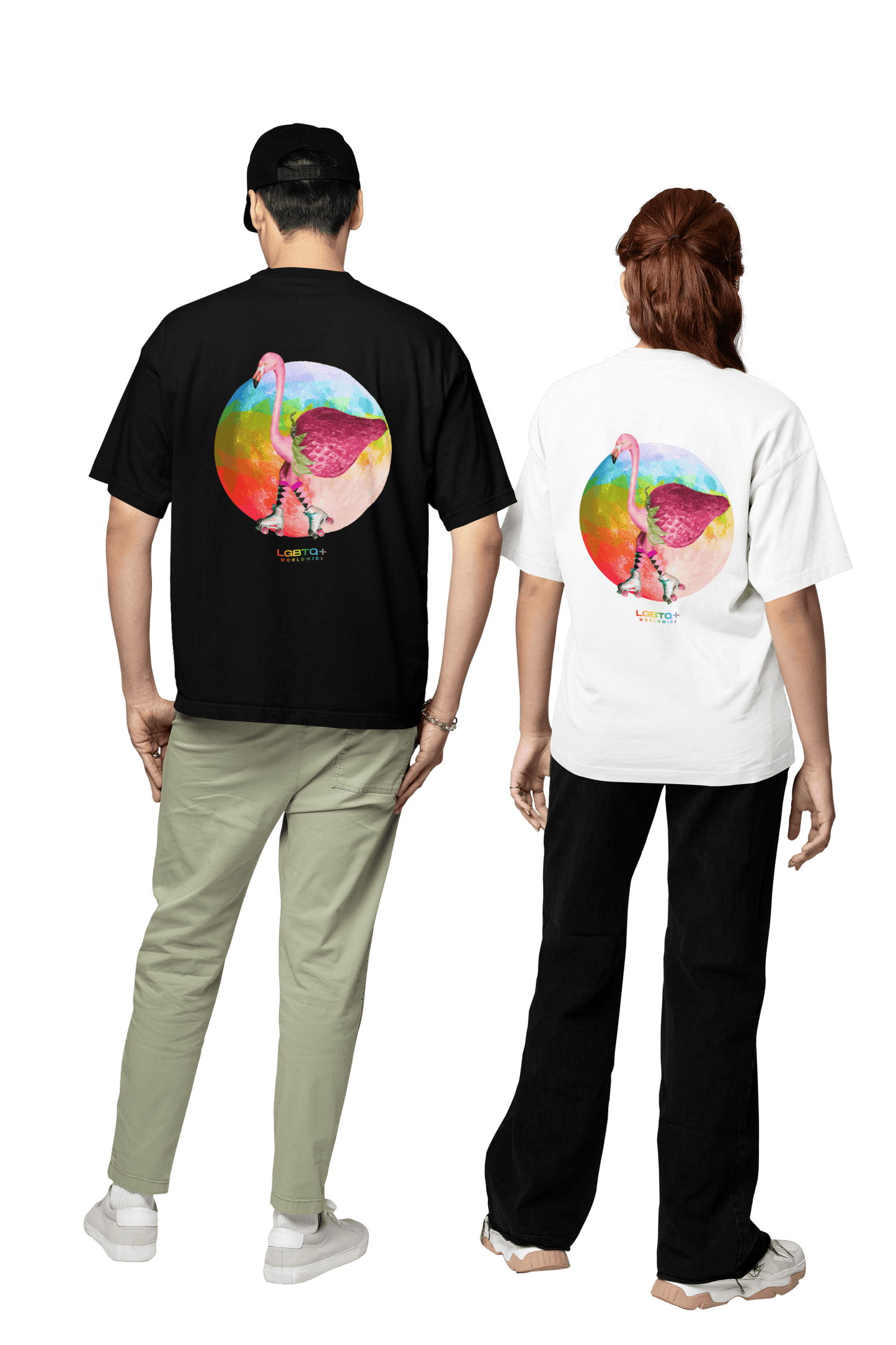 LGBTQWorldwide - ,,FLAMINGO" Clothing, Cotton, Crew neck, DTG, Eco-friendly, Men's Clothing, Organic, Recycled, Regular fit, Sustainable, T-shirts, Unisex, Valentine's Day Picks, Vegan, Women's Clothing lgbtq Bekleidung Accessoires unisex Zubehör