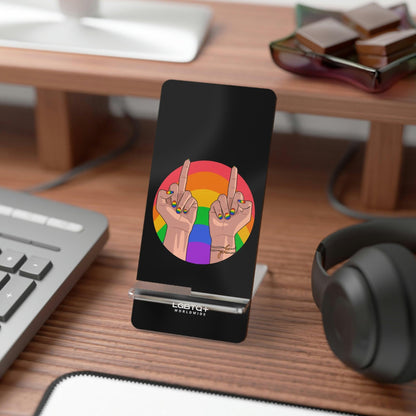 LGBTQWorldwide - ,,GIVE A FUCK" Handyhalter für Smartphones Accessories, All, Desk, Phone accessory, stand, tech, Tech Accessories lgbtq Bekleidung Accessoires unisex Zubehör