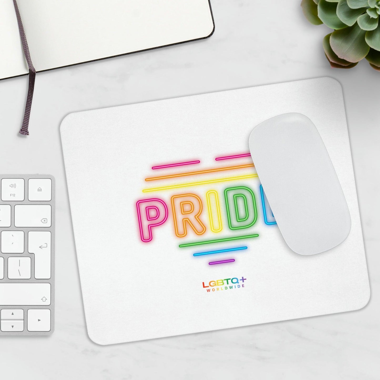 LGBTQWorldwide - ,,GLÜCKLICH" Mauspad All, Desk, Home & Living, Mouse pad, Mouse Pads, Mousepad, tech lgbtq Bekleidung Accessoires unisex Zubehör