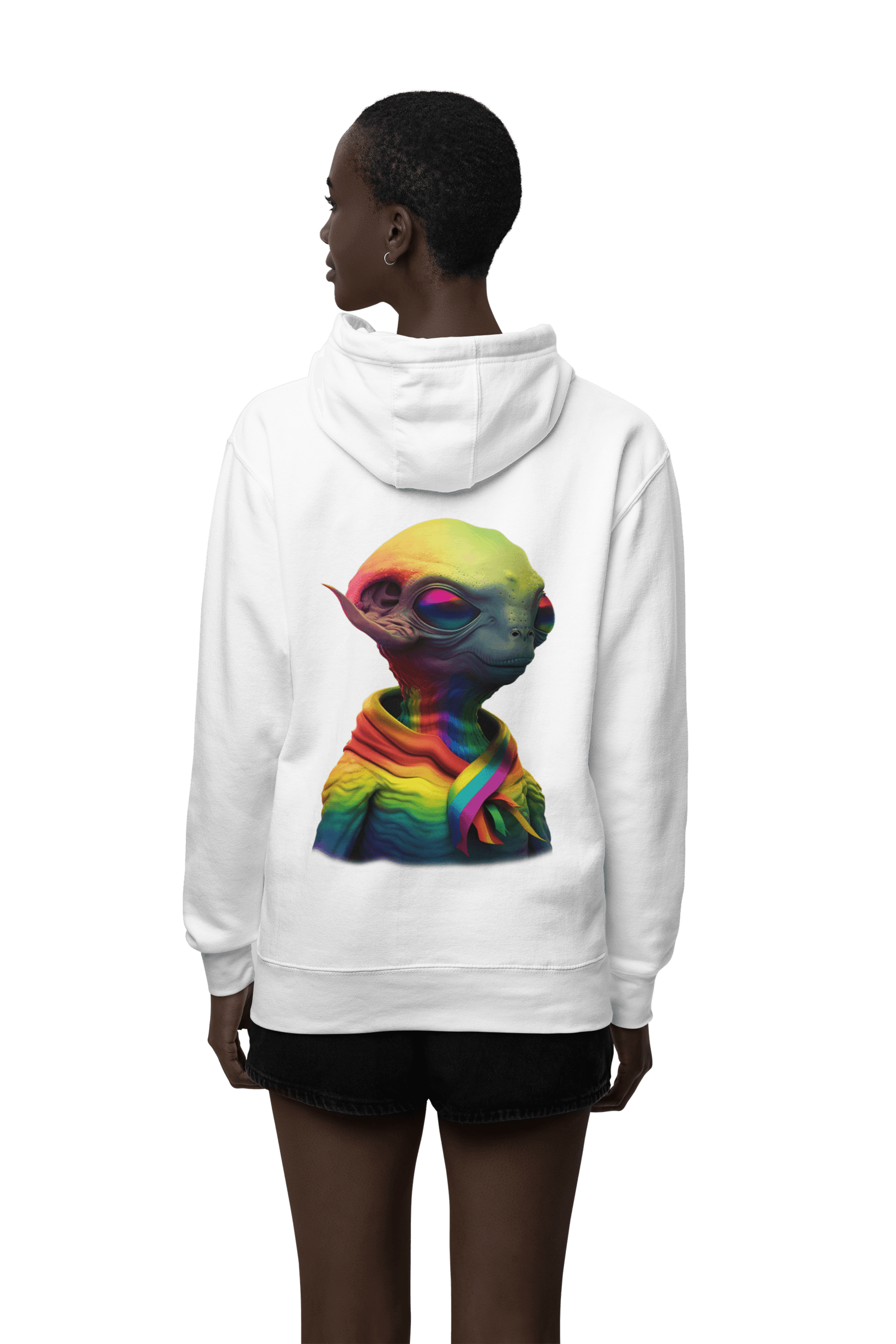 LGBTQWorldwide - ,,GLÜCKLICHES ALIEN" ai, DTG, Eco-friendly, Hoodies, Men's Clothing, Recycled, Unisex, Vegan, Women's Clothing lgbtq Bekleidung Accessoires unisex Zubehör