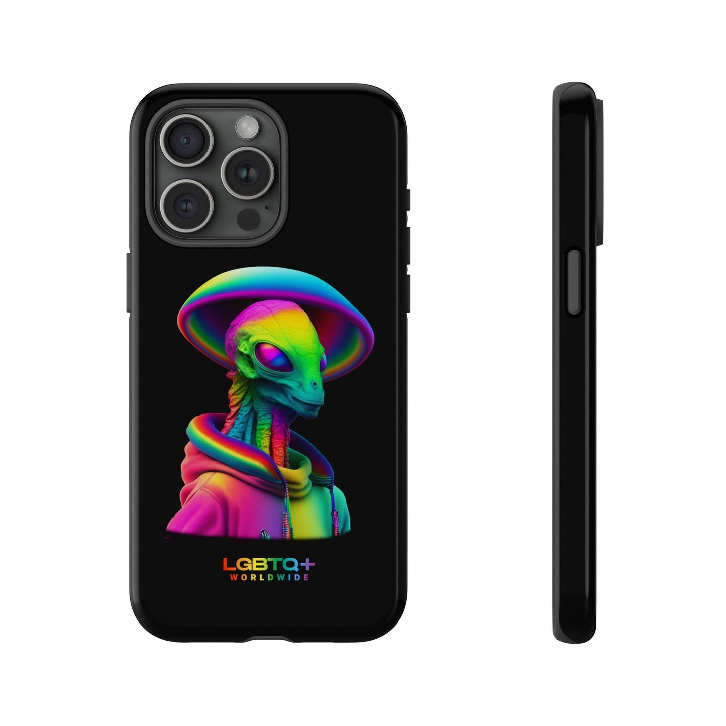 LGBTQWorldwide - ,,GLÜCKLICHES ALIEN" Doppelgehäuse Handyhülle Accessories, Glossy, iPhone Cases, Matte, Phone accessory, Phone Cases, Samsung Cases, tough, Valentine's Day Picks lgbtq Bekleidung Accessoires unisex Zubehör