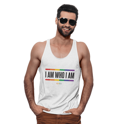 LGBTQWorldwide - ,,I AM WHO I AM'' DTG, Eco-friendly, Men's Clothing, Neck Labels, Organic, Recycled, Slim fit, Sustainable, Tank Tops, Tanke, top, Vegan lgbtq Bekleidung Accessoires unisex Zubehör