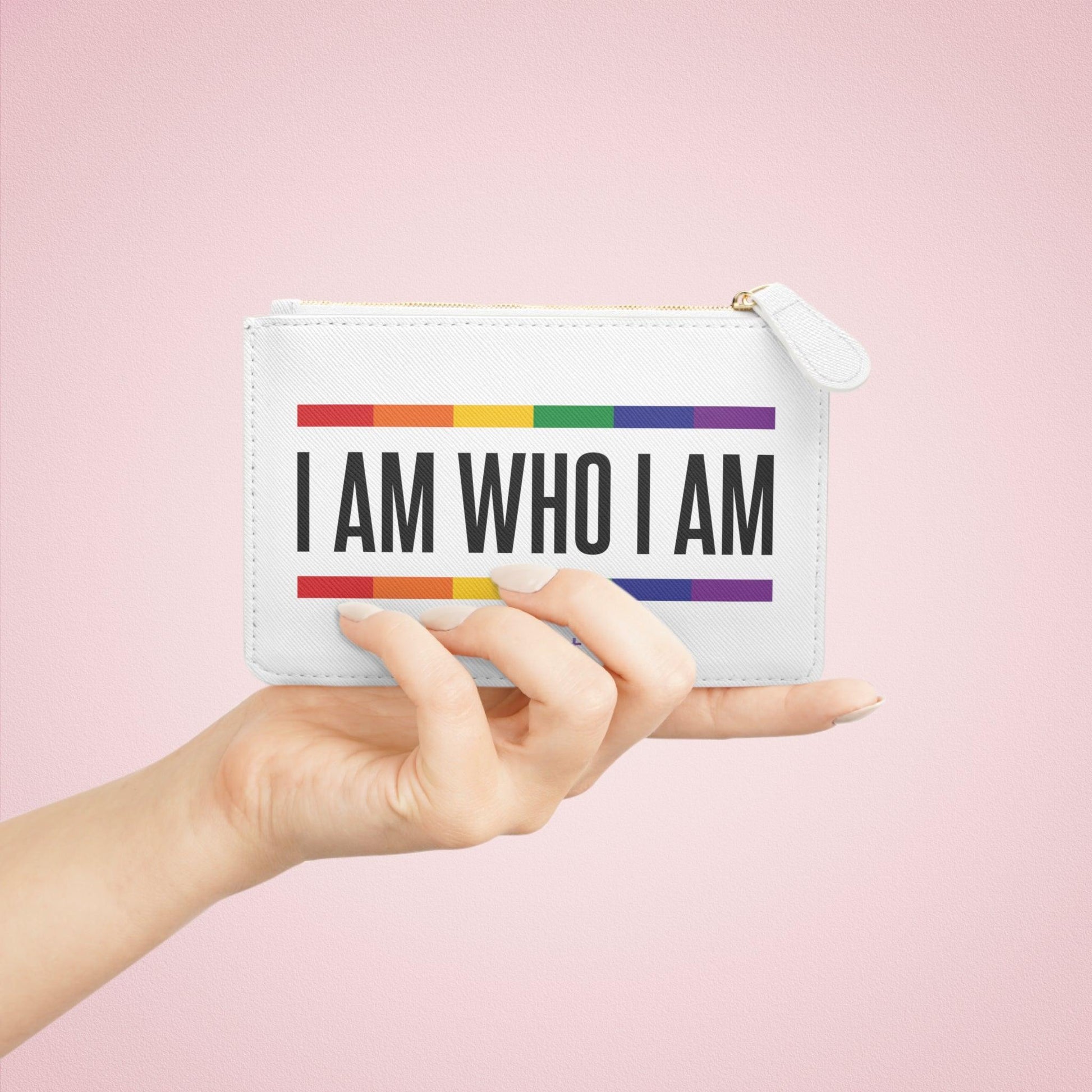 LGBTQWorldwide - ,,I AM WHO I AM'' Vegane Ledertasche Accessories, AOP, Assembled in the USA, Bags, Made in USA, mini bag, Vegan lgbtq Bekleidung Accessoires unisex Zubehör