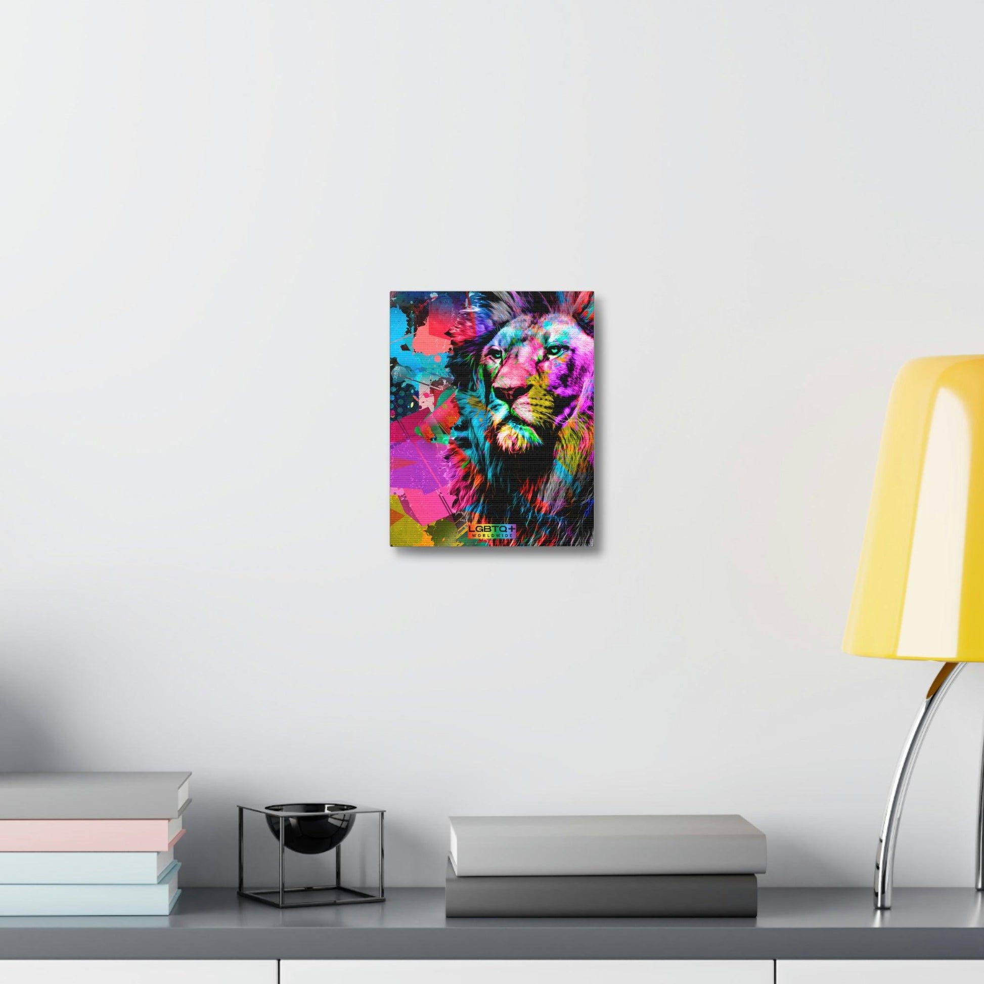 LGBTQWorldwide - LGBTQ Rainbow Lion Satin Canvas, Stretched All, Art & Wall Decor, Canvas, Hanging Hardware, Home & Living, Indoor, wall lgbtq Bekleidung Accessoires unisex Zubehör