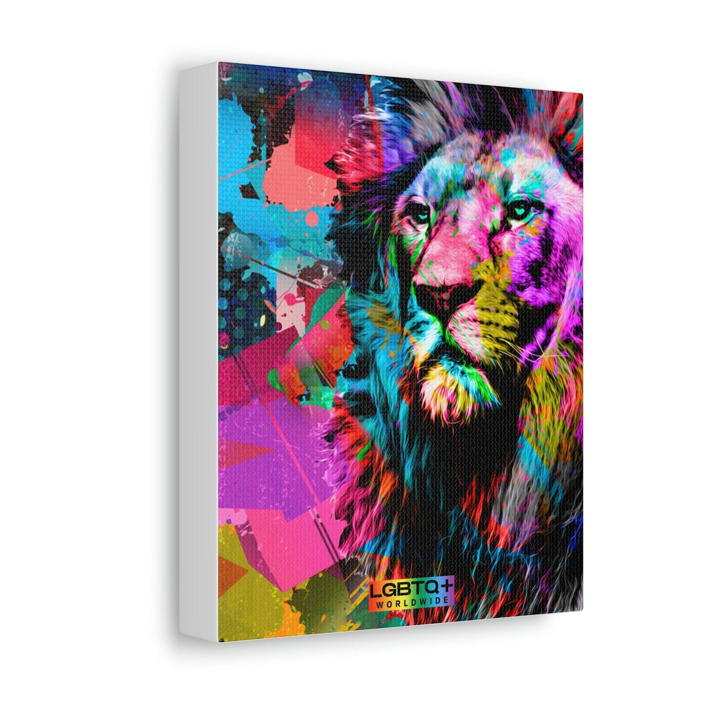 LGBTQWorldwide - LGBTQ Rainbow Lion Satin Canvas, Stretched All, Art & Wall Decor, Canvas, Hanging Hardware, Home & Living, Indoor, wall lgbtq Bekleidung Accessoires unisex Zubehör