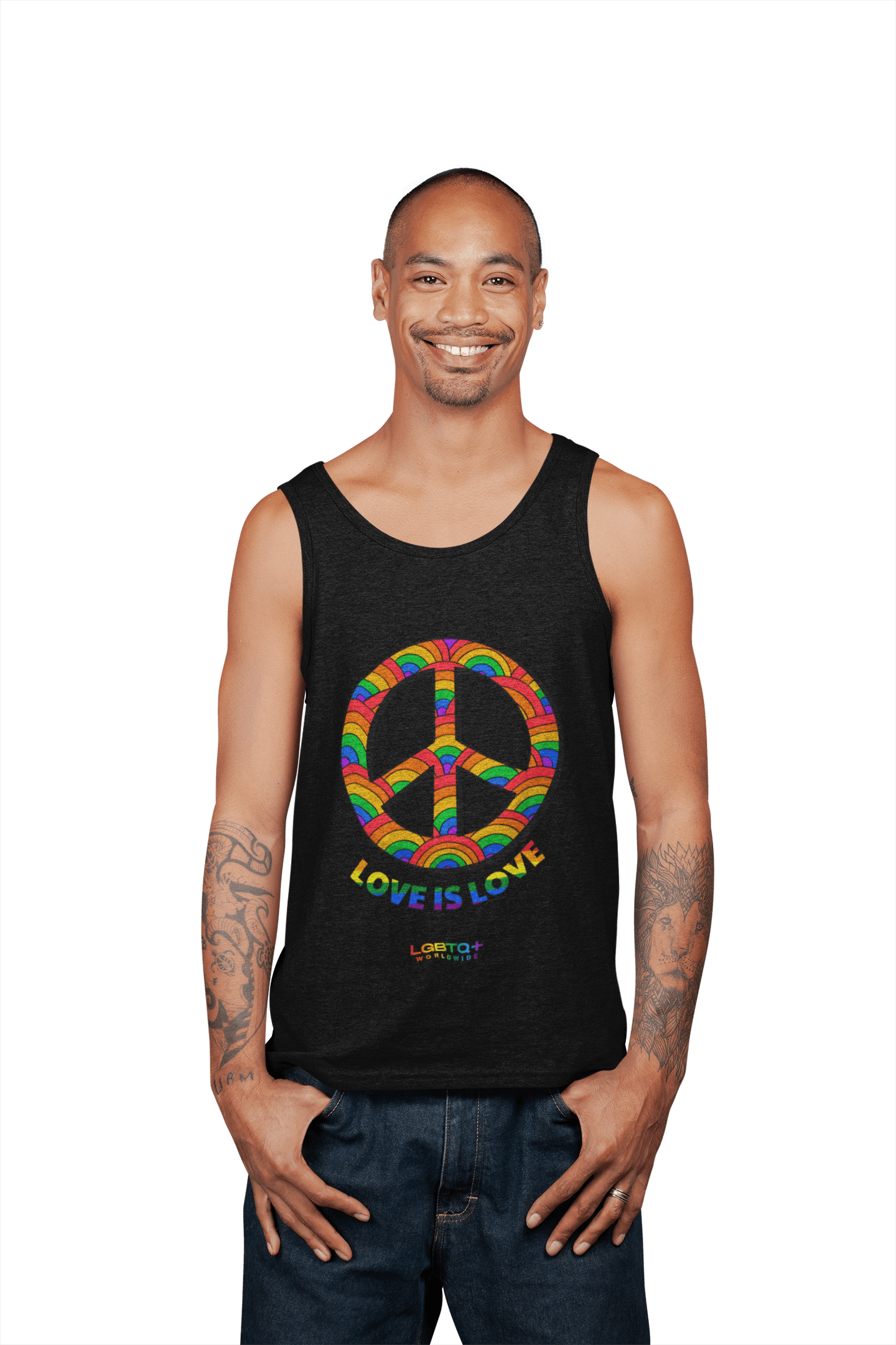 LGBTQWorldwide - ,,LOVE IS LOVE'' DTG, Eco-friendly, Men's Clothing, Neck Labels, Organic, Recycled, Slim fit, Sustainable, Tank Tops, Tanke, top, Vegan lgbtq Bekleidung Accessoires unisex Zubehör