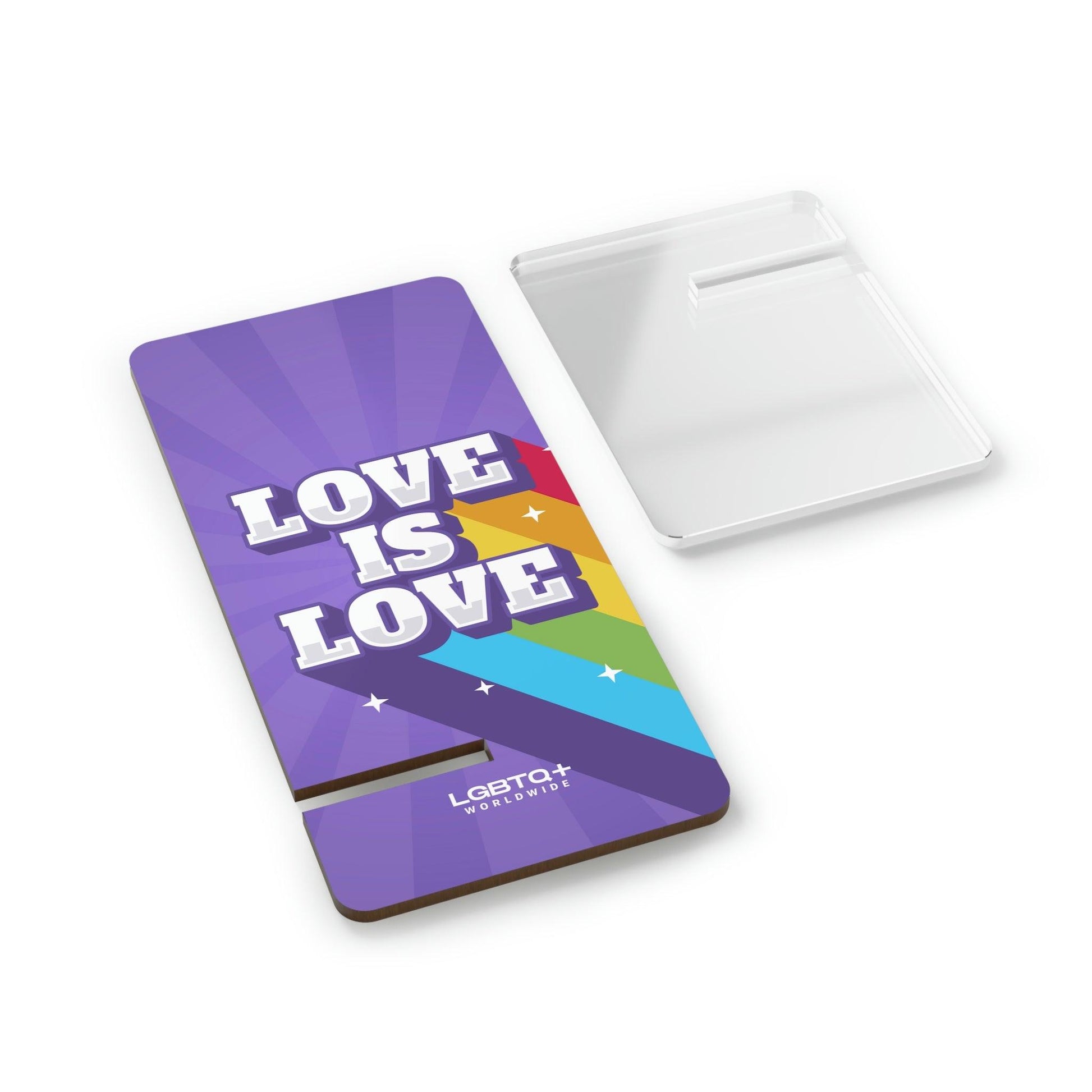 LGBTQWorldwide - ,,LOVE IS LOVE" Handyhalter für Smartphones Accessories, All, Desk, Phone accessory, stand, tech, Tech Accessories lgbtq Bekleidung Accessoires unisex Zubehör