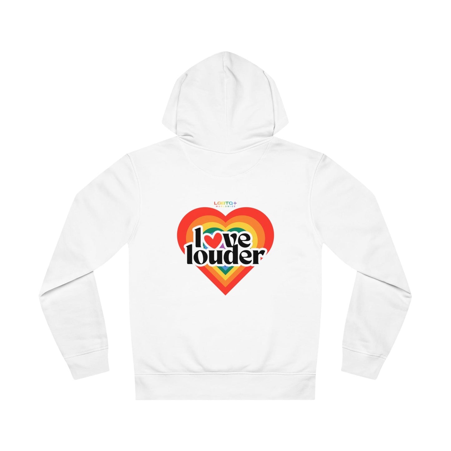 LGBTQWorldwide - ,,LOVE LOUDER'' DTG, Eco-friendly, Hoodies, Last, Men's Clothing, Recycled, Unisex, Vegan, Women's Clothing lgbtq Bekleidung Accessoires unisex Zubehör