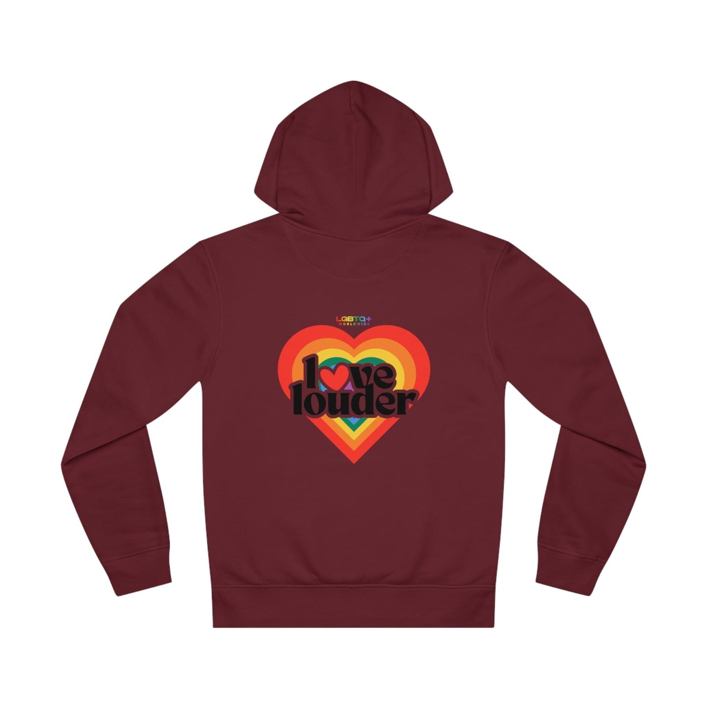 LGBTQWorldwide - ,,LOVE LOUDER'' DTG, Eco-friendly, Hoodies, Last, Men's Clothing, Recycled, Unisex, Vegan, Women's Clothing lgbtq Bekleidung Accessoires unisex Zubehör