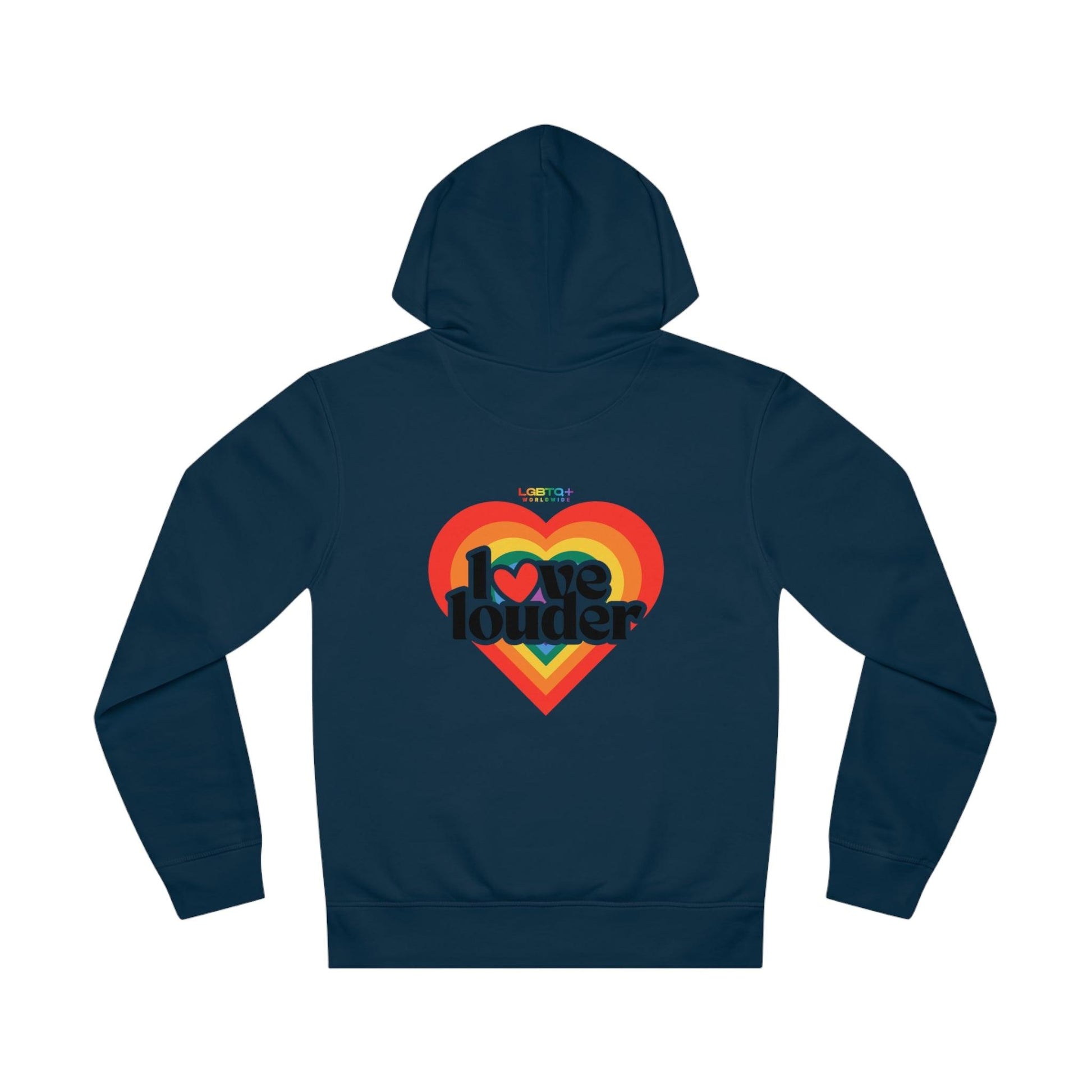 LGBTQWorldwide - ,,LOVE LOUDER'' DTG, Eco-friendly, Hoodies, Last, Men's Clothing, Recycled, Unisex, Vegan, Women's Clothing lgbtq Bekleidung Accessoires unisex Zubehör