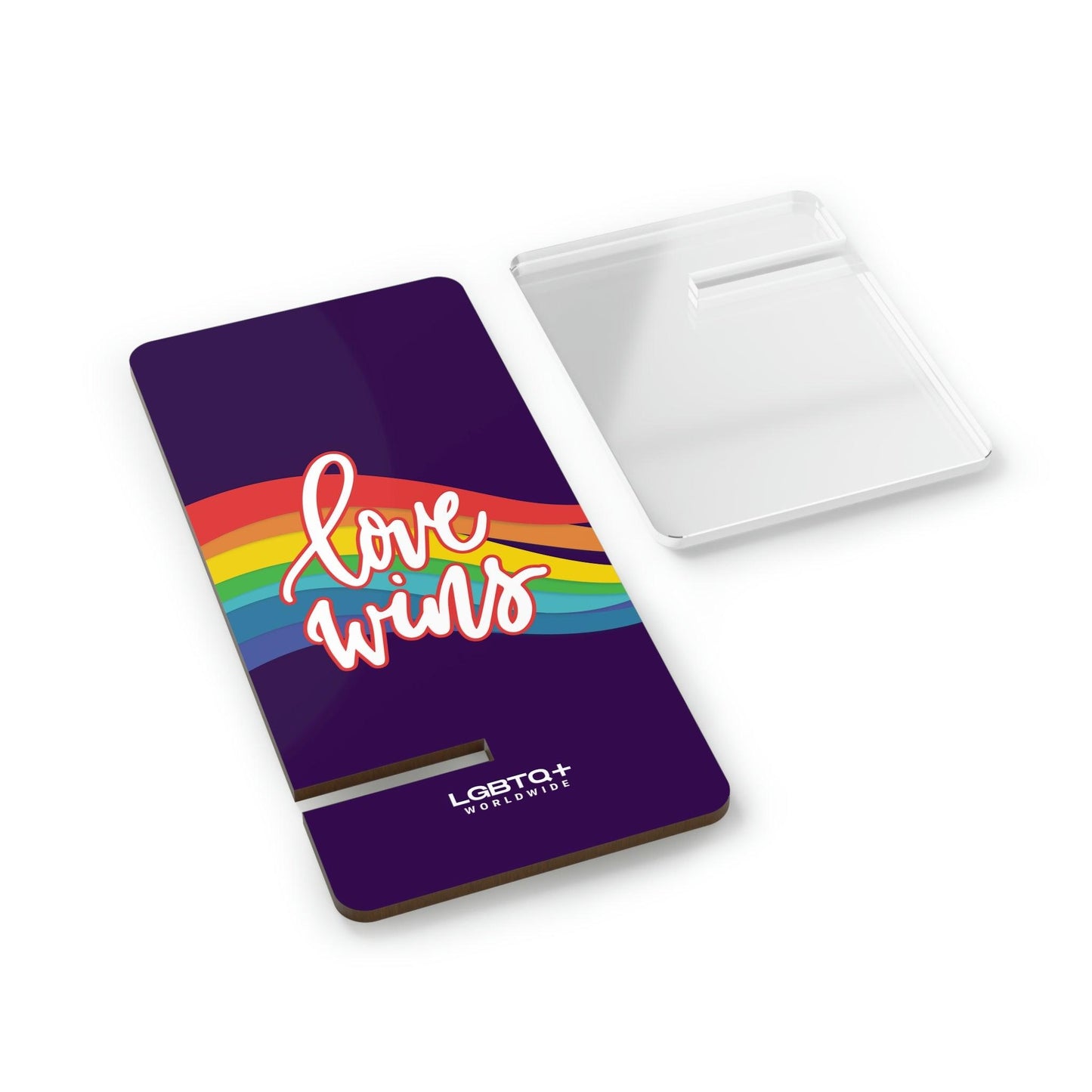 LGBTQWorldwide - ,,LOVE WINS" Handyhalter für Smartphones Accessories, all, Desk, Phone accessory, stand, tech, Tech Accessories lgbtq Bekleidung Accessoires unisex Zubehör