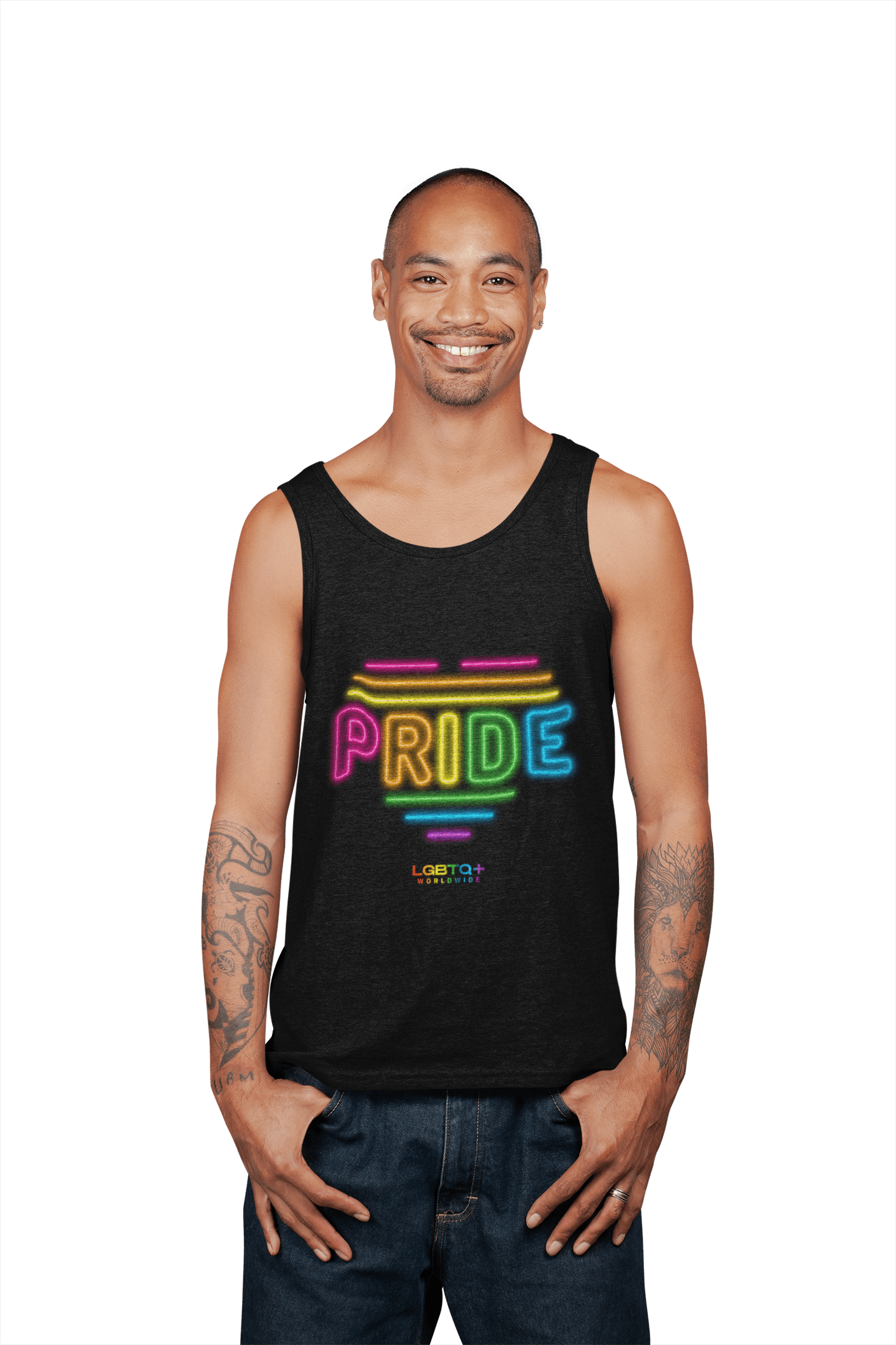 LGBTQWorldwide - ,,NEON PRIDE'' DTG, Eco-friendly, Men's Clothing, Neck Labels, Organic, Recycled, Slim fit, Sustainable, Tank Tops, Tanke, Vegan lgbtq Bekleidung Accessoires unisex Zubehör