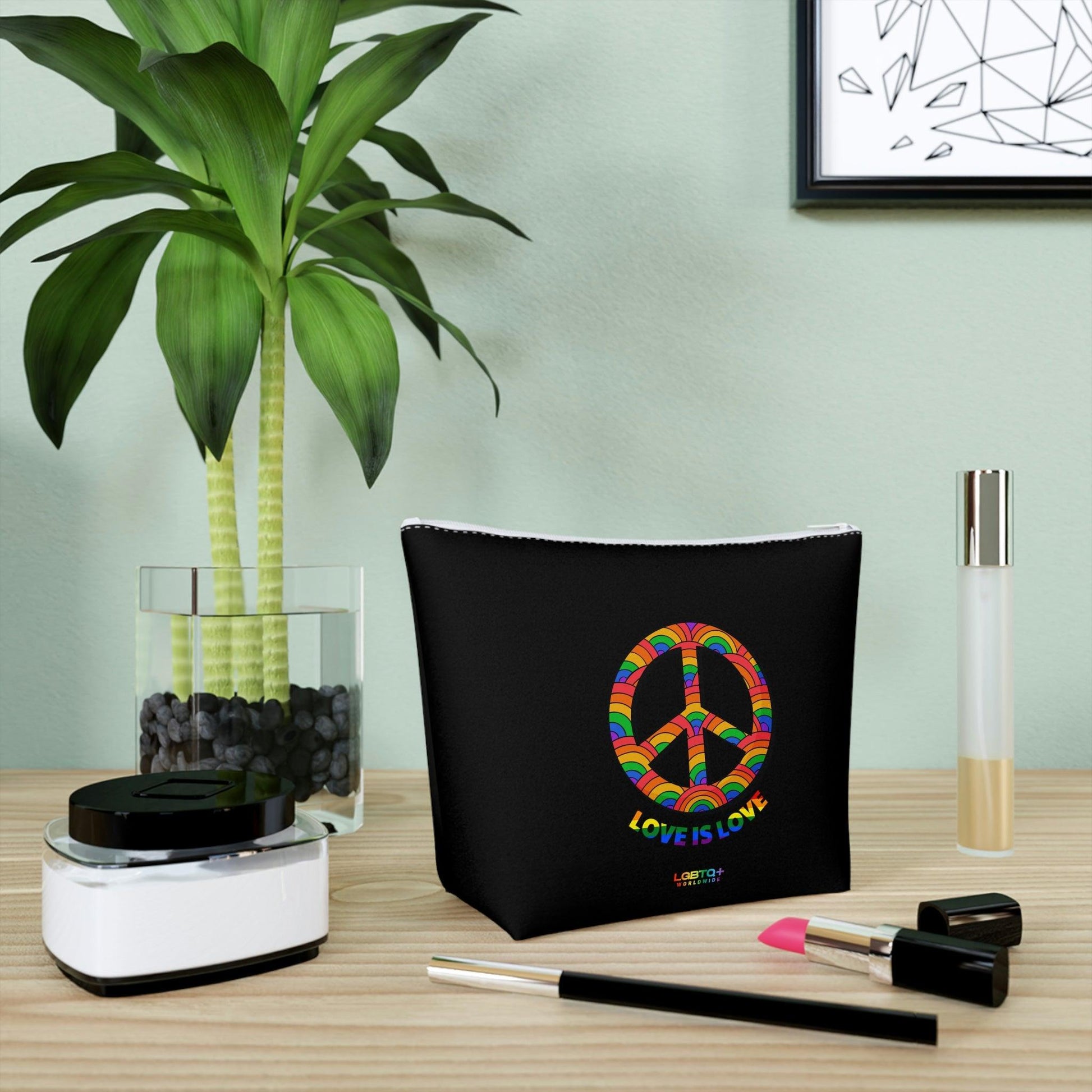 LGBTQWorldwide - ,,PEACE" Kosmetiktasche all, All Over Print, AOP, bag, Cosmetics, Home, Pouches, Sublimation, Travel Accessories, With zipper lgbtq Bekleidung Accessoires unisex Zubehör