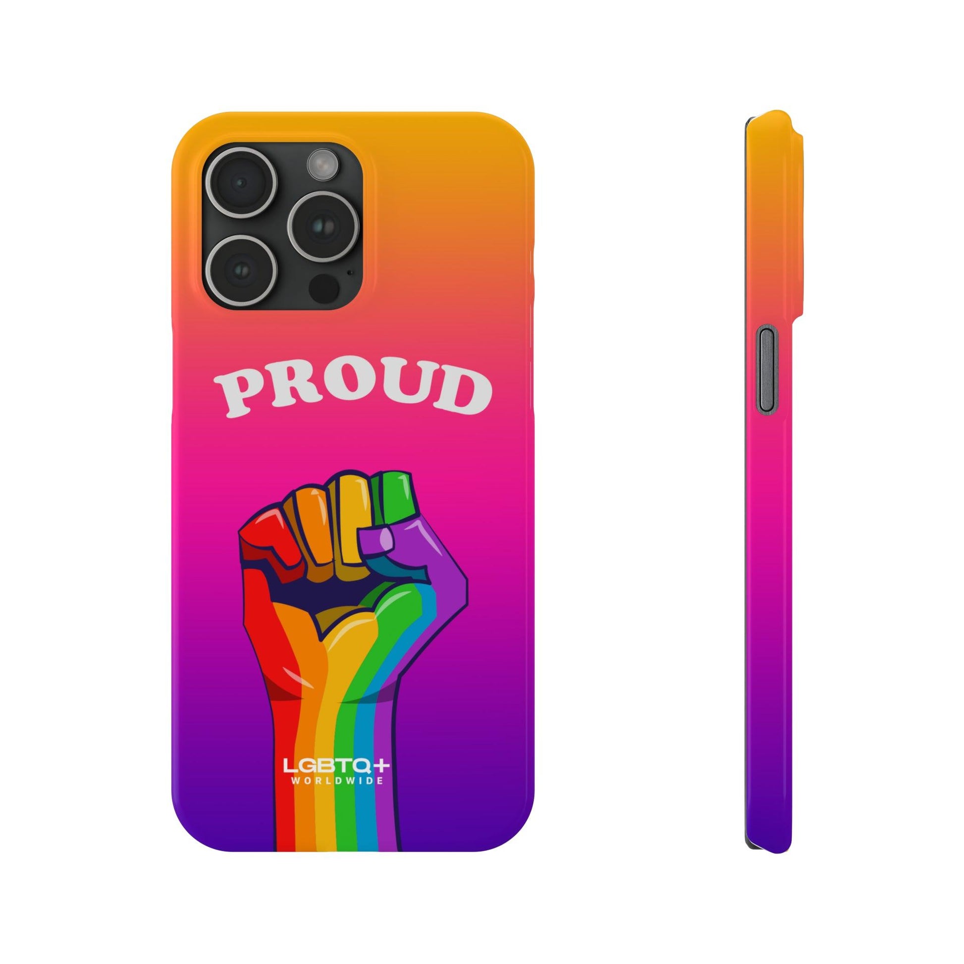 LGBTQWorldwide - ,,PROUD" Handyhülle Accessories, Back-to-School, card, Glossy, iPhone, iPhone Cases, Phone accessory, Phone Cases, Samsung Cases, Slim lgbtq Bekleidung Accessoires unisex Zubehör