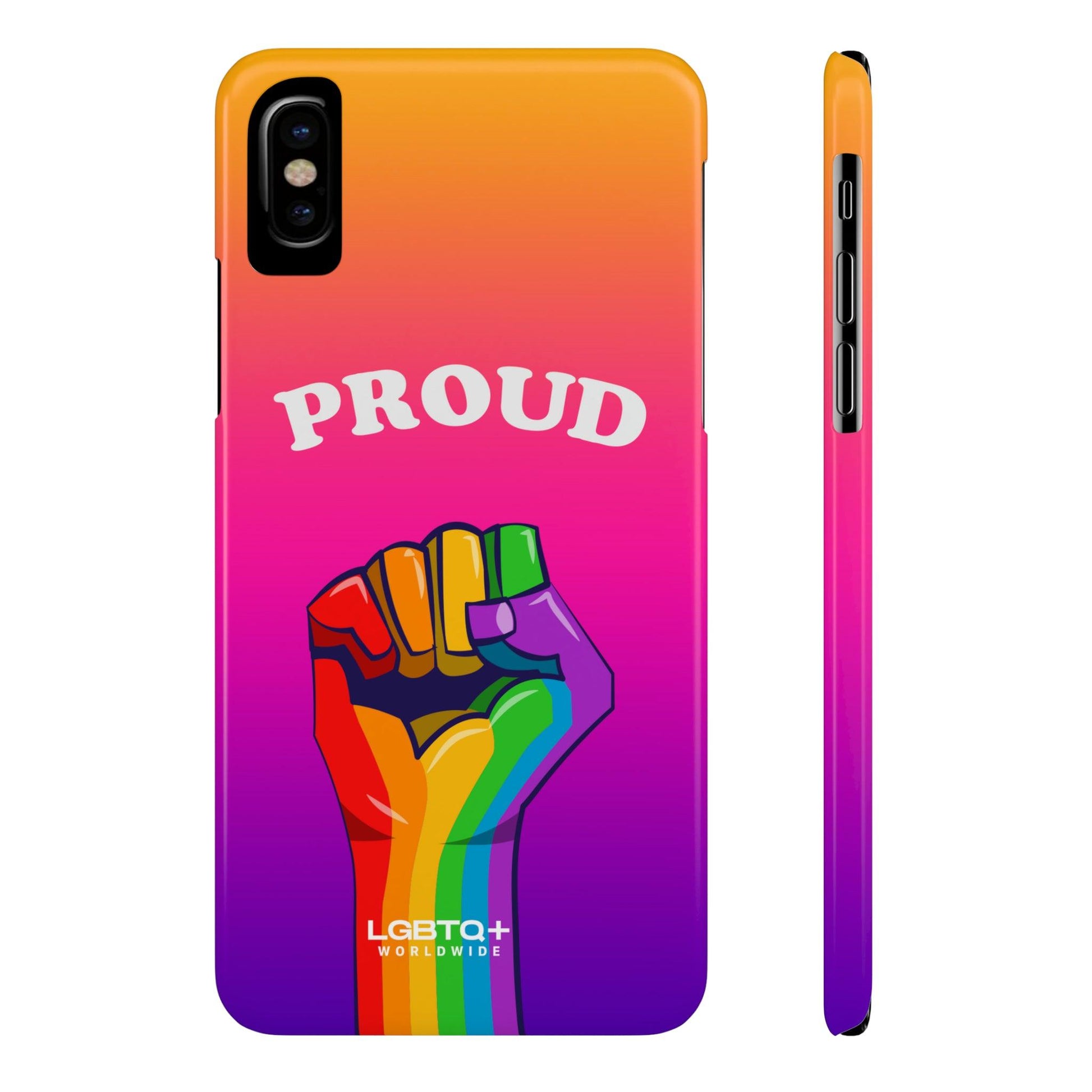 LGBTQWorldwide - ,,PROUD" Handyhülle Accessories, Back-to-School, card, Glossy, iPhone, iPhone Cases, Phone accessory, Phone Cases, Samsung Cases, Slim lgbtq Bekleidung Accessoires unisex Zubehör