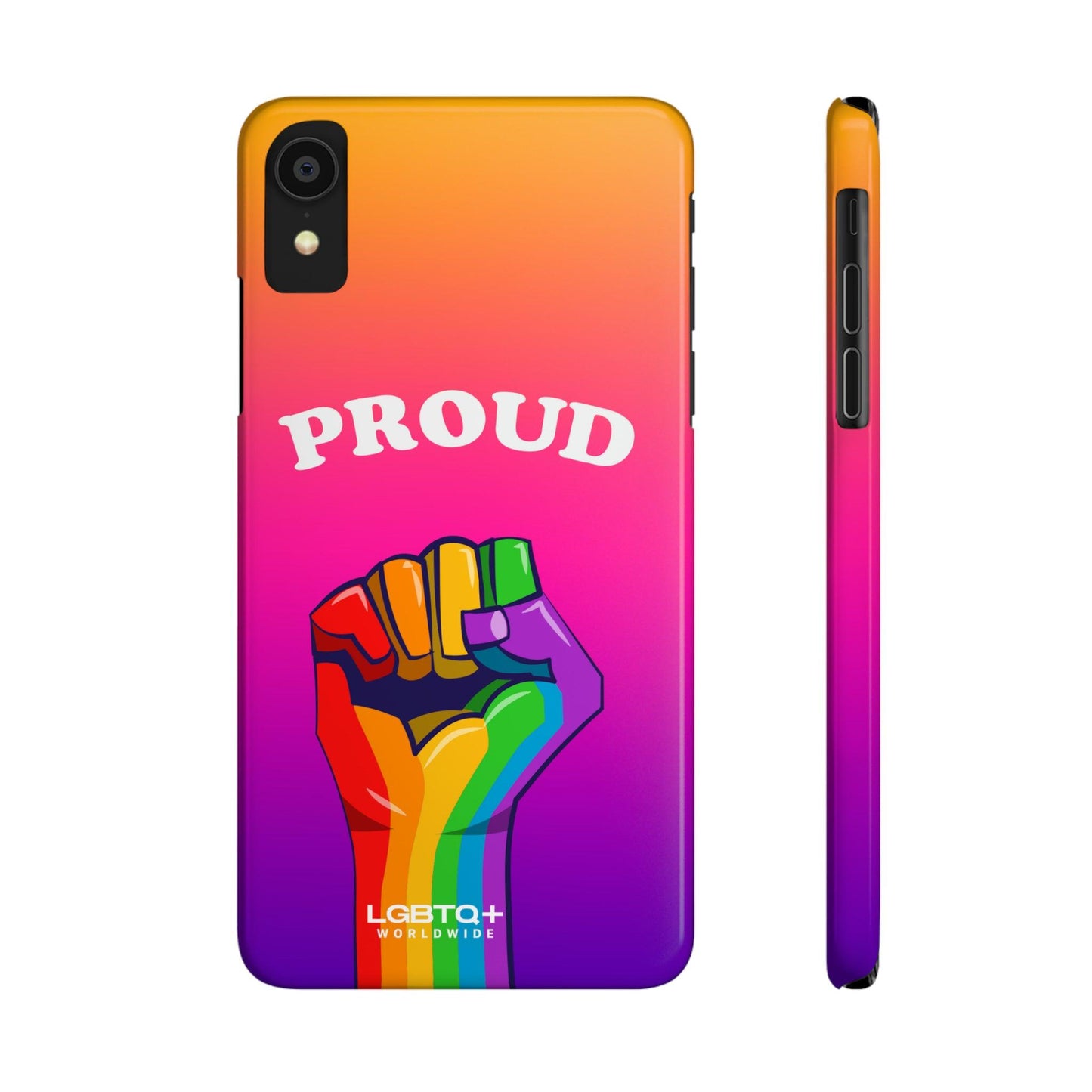 LGBTQWorldwide - ,,PROUD" Handyhülle Accessories, Back-to-School, card, Glossy, iPhone, iPhone Cases, Phone accessory, Phone Cases, Samsung Cases, Slim lgbtq Bekleidung Accessoires unisex Zubehör