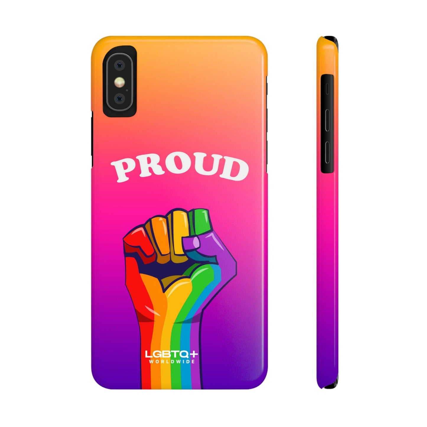 LGBTQWorldwide - ,,PROUD" Handyhülle Accessories, Back-to-School, card, Glossy, iPhone, iPhone Cases, Phone accessory, Phone Cases, Samsung Cases, Slim lgbtq Bekleidung Accessoires unisex Zubehör