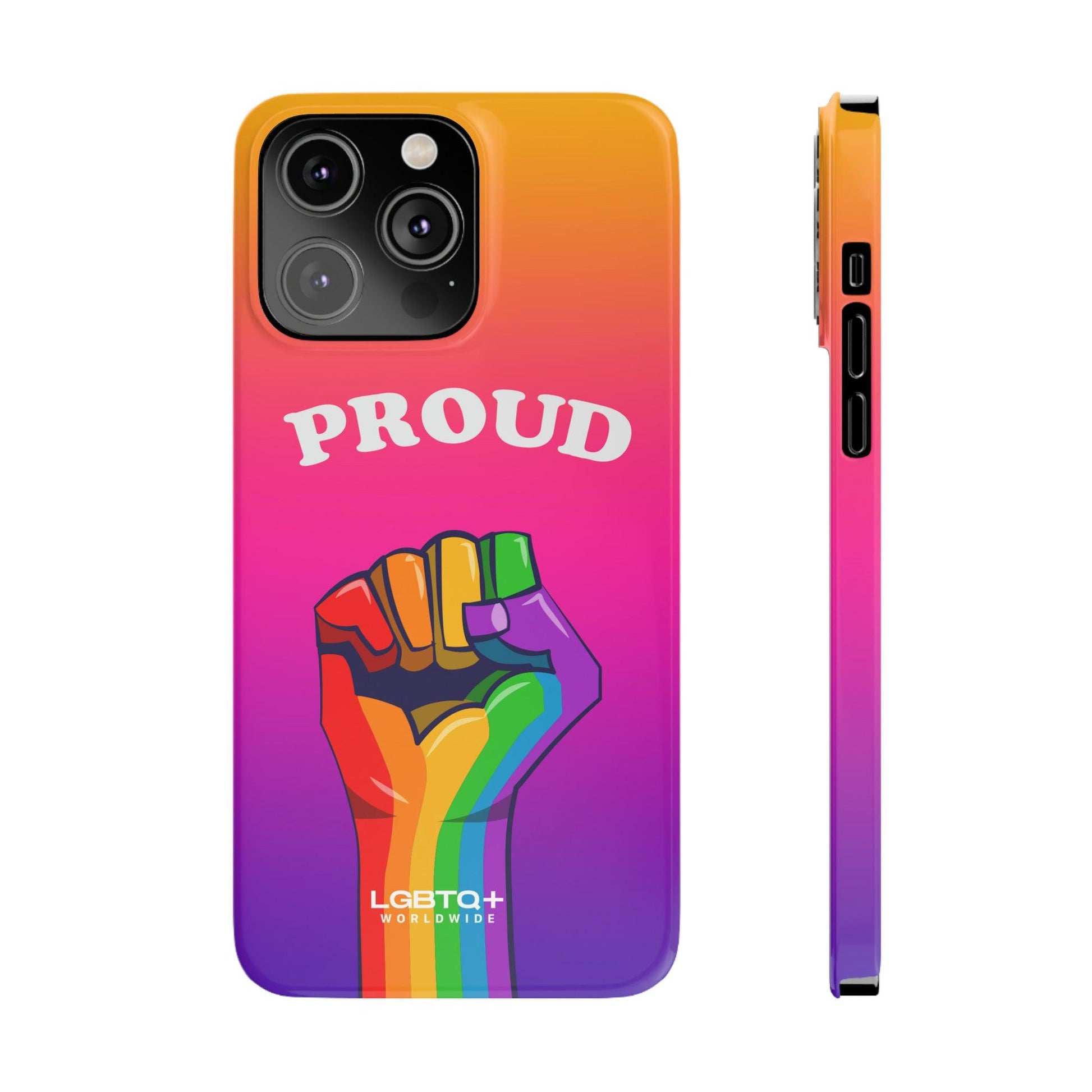 LGBTQWorldwide - ,,PROUD" Handyhülle Accessories, Back-to-School, card, Glossy, iPhone, iPhone Cases, Phone accessory, Phone Cases, Samsung Cases, Slim lgbtq Bekleidung Accessoires unisex Zubehör