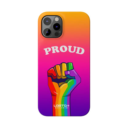 LGBTQWorldwide - ,,PROUD" Handyhülle Accessories, Back-to-School, card, Glossy, iPhone, iPhone Cases, Phone accessory, Phone Cases, Samsung Cases, Slim lgbtq Bekleidung Accessoires unisex Zubehör