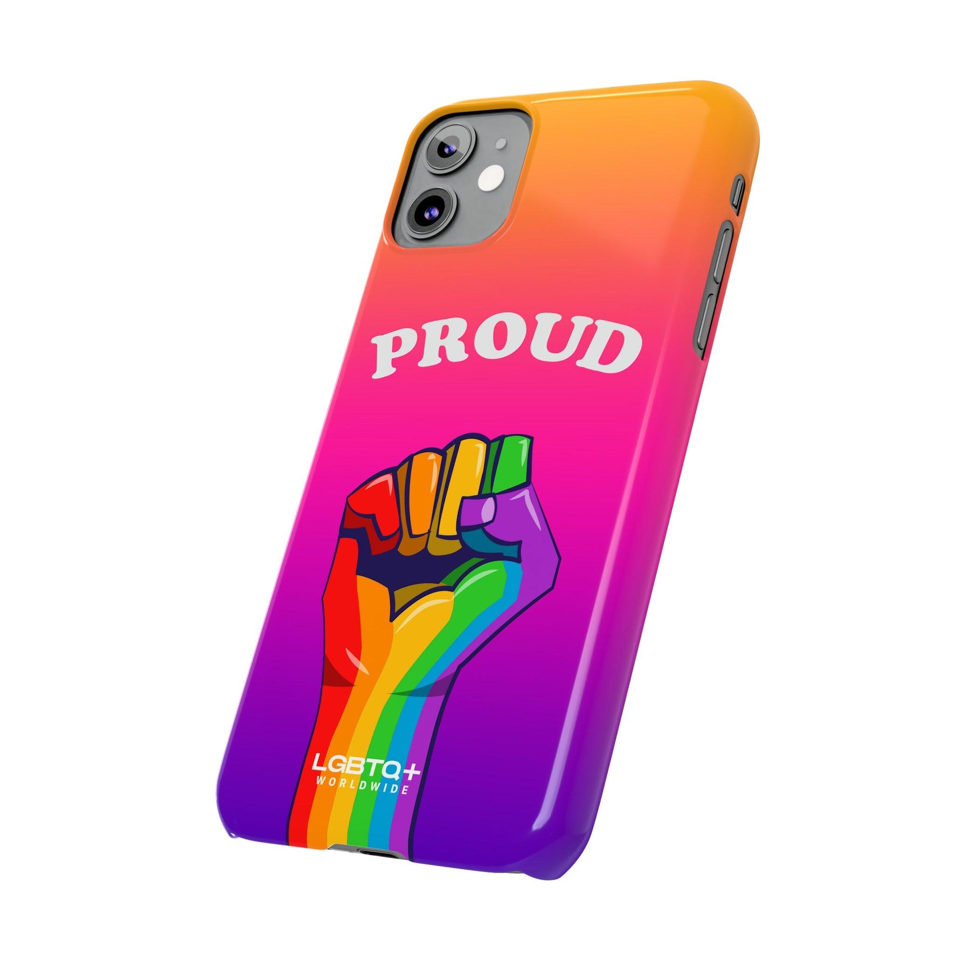 LGBTQWorldwide - ,,PROUD" Handyhülle Accessories, Back-to-School, card, Glossy, iPhone, iPhone Cases, Phone accessory, Phone Cases, Samsung Cases, Slim lgbtq Bekleidung Accessoires unisex Zubehör