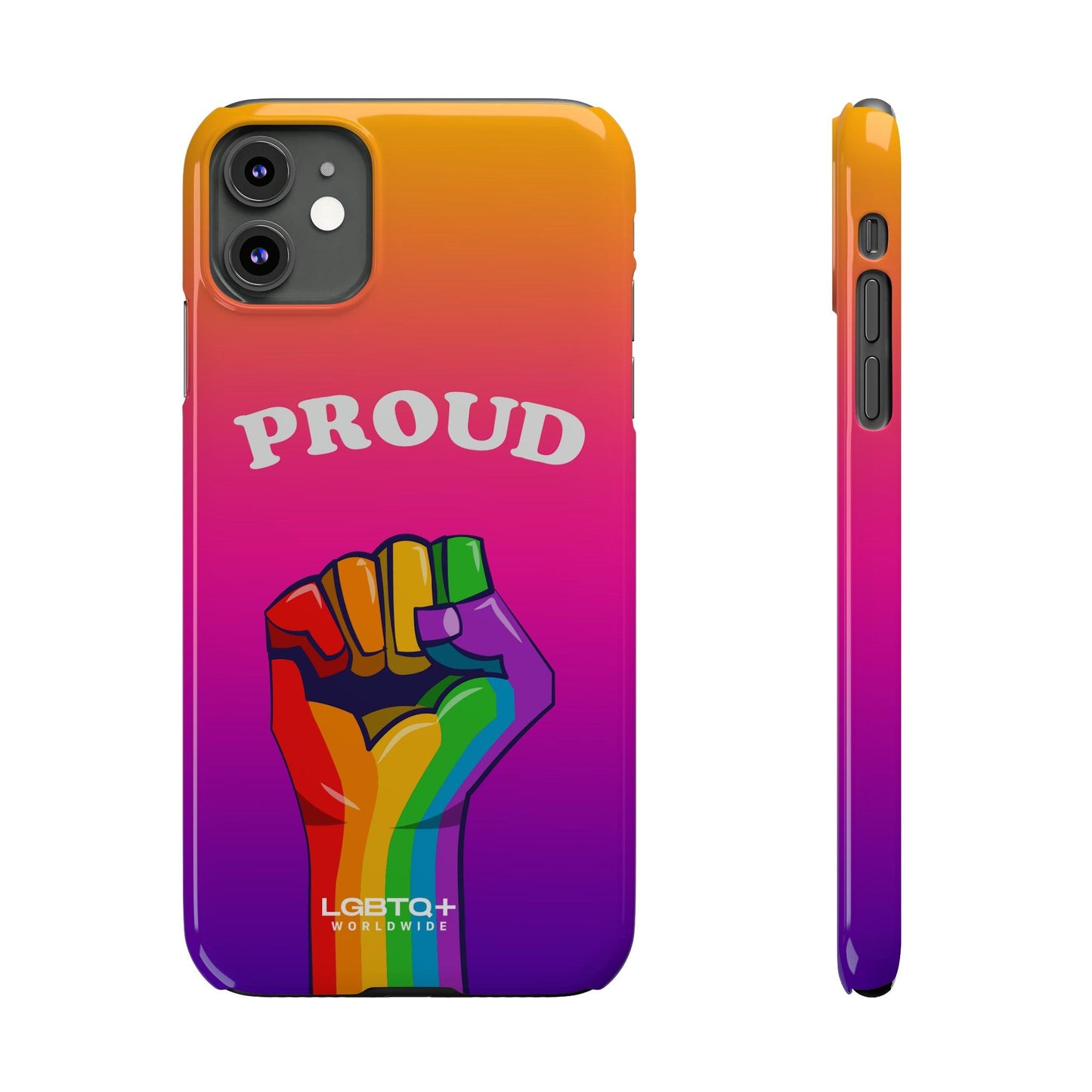 LGBTQWorldwide - ,,PROUD" Handyhülle Accessories, Back-to-School, card, Glossy, iPhone, iPhone Cases, Phone accessory, Phone Cases, Samsung Cases, Slim lgbtq Bekleidung Accessoires unisex Zubehör