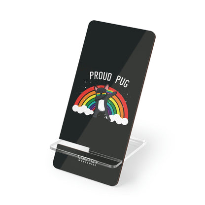 LGBTQWorldwide - ,,PROUD PUG" Handyhalter für Smartphones Accessories, all, Desk, Phone accessory, stand, tech, Tech Accessories lgbtq Bekleidung Accessoires unisex Zubehör