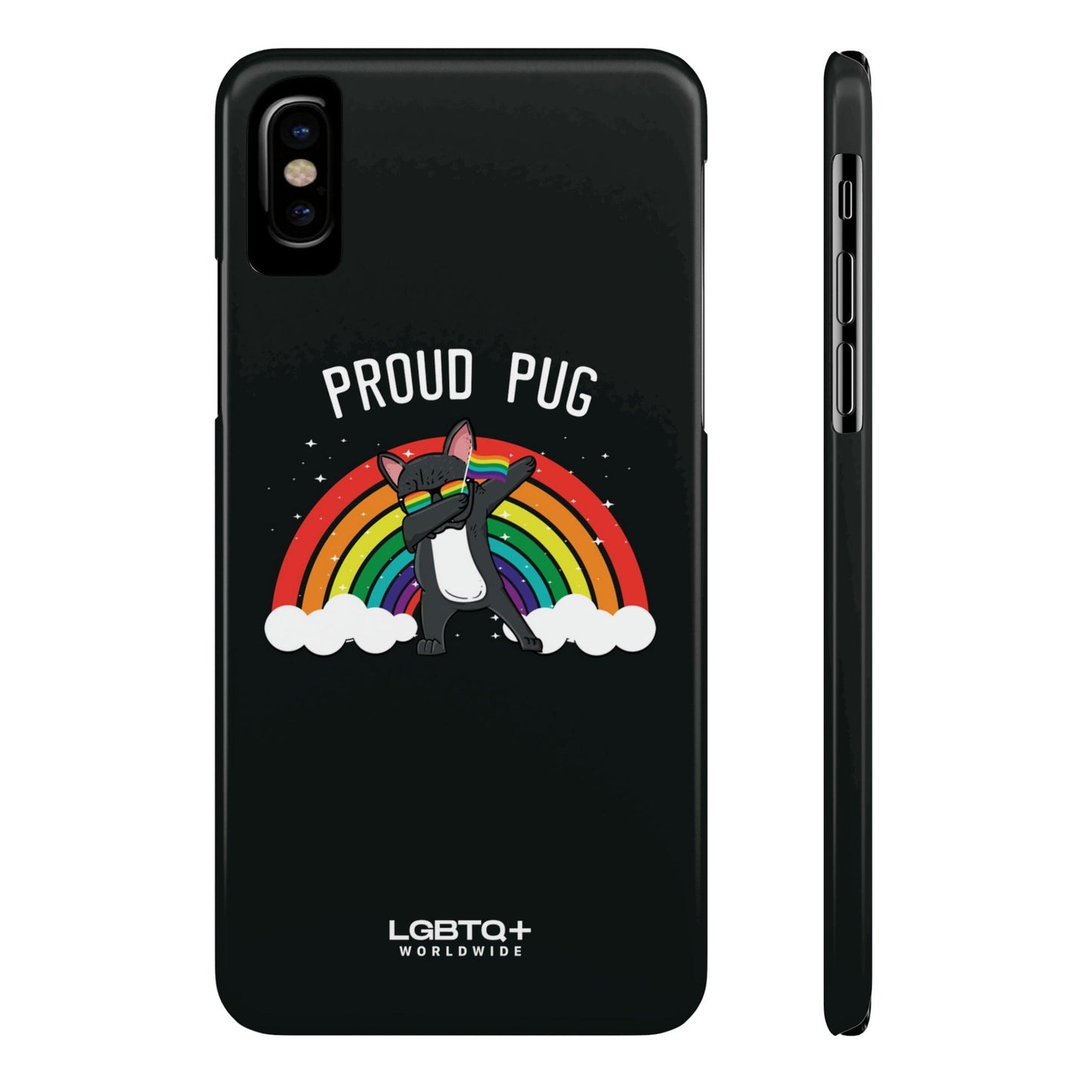 LGBTQWorldwide - ,,PROUD PUG" Handyhülle Accessories, Back-to-School, card, Glossy, iPhone, iPhone Cases, Phone accessory, Phone Cases, Samsung Cases, Slim lgbtq Bekleidung Accessoires unisex Zubehör