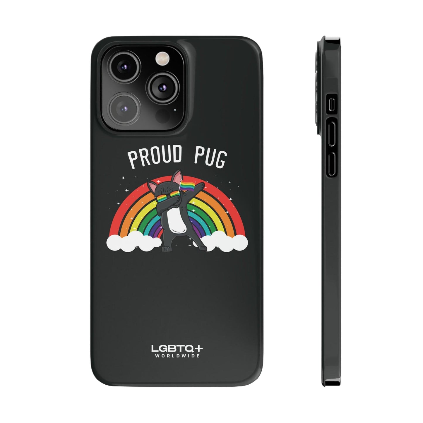 LGBTQWorldwide - ,,PROUD PUG" Handyhülle Accessories, Back-to-School, card, Glossy, iPhone, iPhone Cases, Phone accessory, Phone Cases, Samsung Cases, Slim lgbtq Bekleidung Accessoires unisex Zubehör