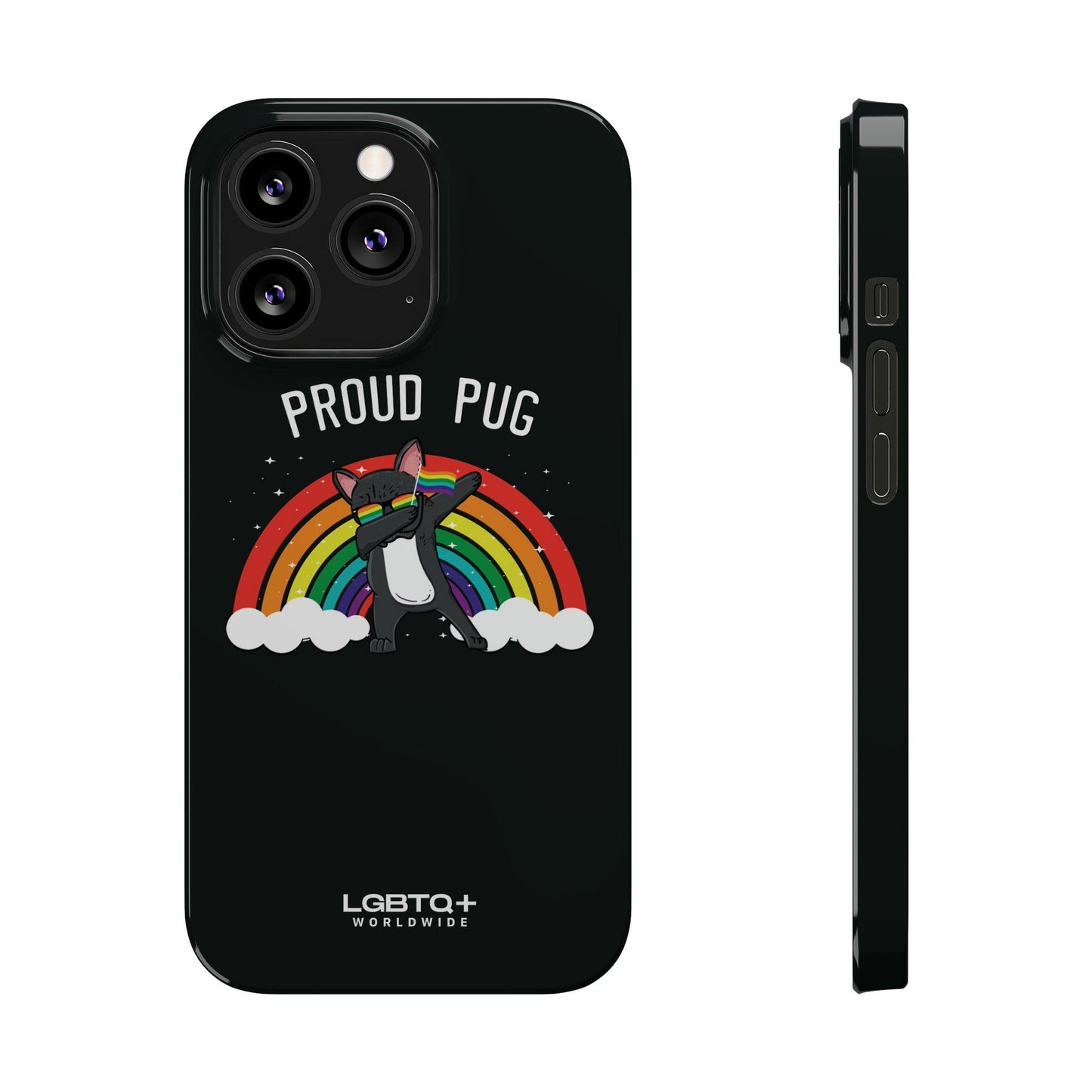 LGBTQWorldwide - ,,PROUD PUG" Handyhülle Accessories, Back-to-School, card, Glossy, iPhone, iPhone Cases, Phone accessory, Phone Cases, Samsung Cases, Slim lgbtq Bekleidung Accessoires unisex Zubehör