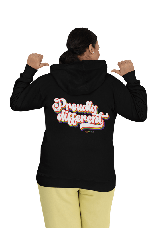 LGBTQWorldwide - ,,PROUDLY DIFFERENT'' DTG, Eco-friendly, Hoodies, Last, Men's Clothing, Recycled, Unisex, Vegan, Women's Clothing lgbtq Bekleidung Accessoires unisex Zubehör