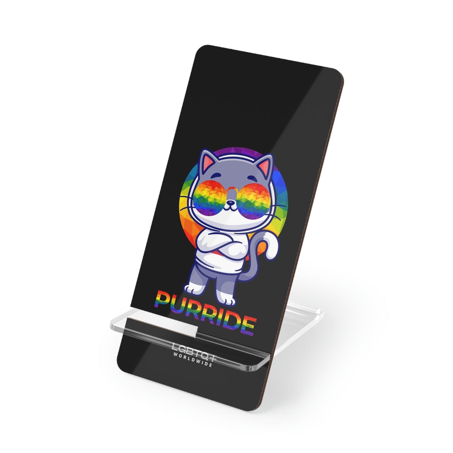 LGBTQWorldwide - ,,PURRIDE" Handyhalter für Smartphones Accessories, all, Desk, Phone accessory, stand, tech, Tech Accessories lgbtq Bekleidung Accessoires unisex Zubehör