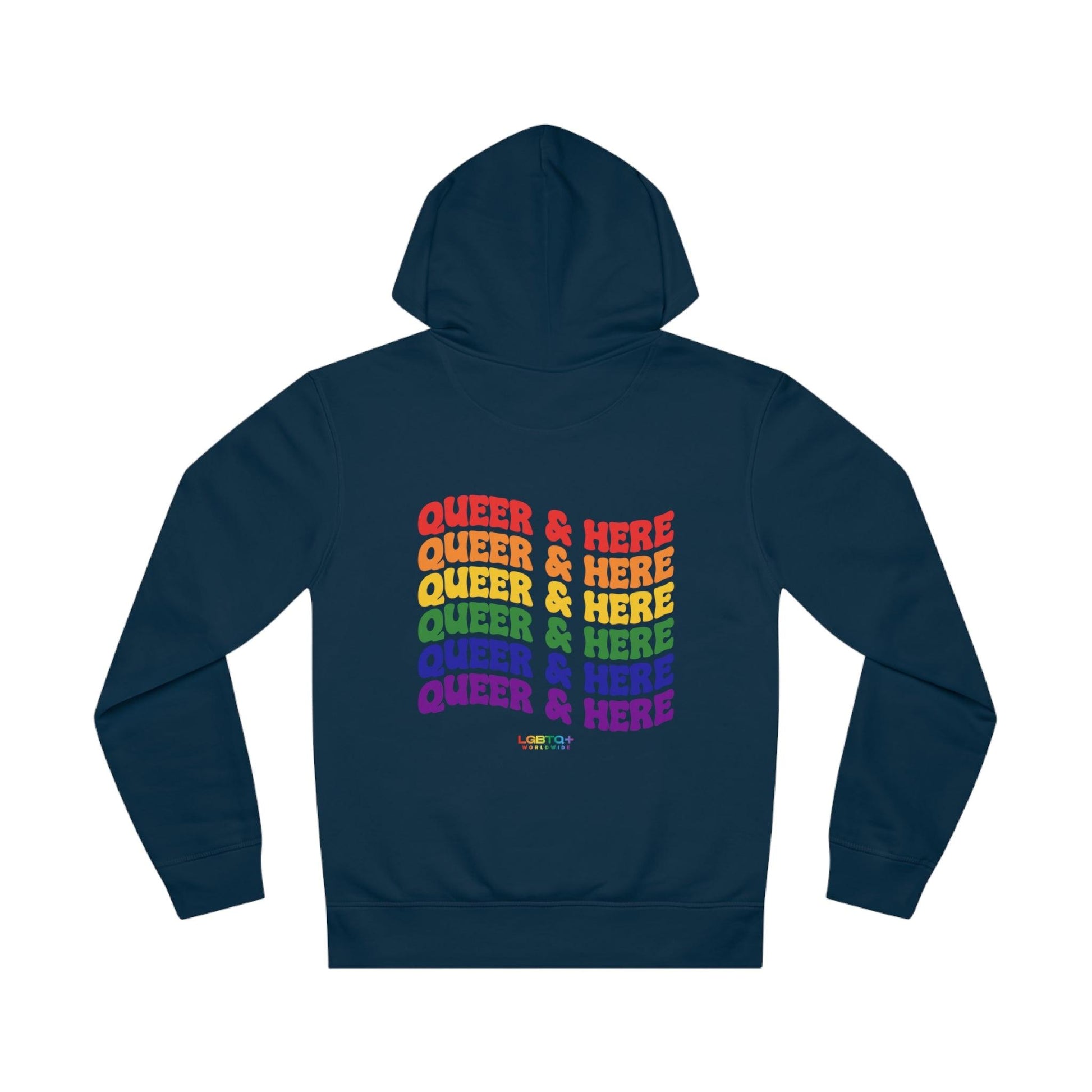 LGBTQWorldwide - ,,QUEER&HERE'' DTG, Eco-friendly, Hoodies, Last, Men's Clothing, Recycled, Unisex, Vegan, Women's Clothing lgbtq Bekleidung Accessoires unisex Zubehör