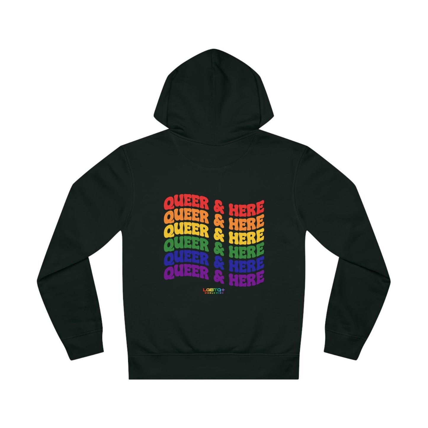 LGBTQWorldwide - ,,QUEER&HERE'' DTG, Eco-friendly, Hoodies, Last, Men's Clothing, Recycled, Unisex, Vegan, Women's Clothing lgbtq Bekleidung Accessoires unisex Zubehör