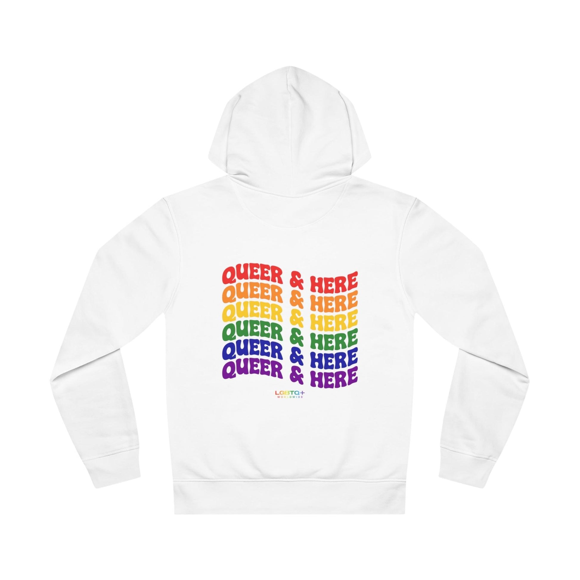 LGBTQWorldwide - ,,QUEER&HERE'' DTG, Eco-friendly, Hoodies, Last, Men's Clothing, Recycled, Unisex, Vegan, Women's Clothing lgbtq Bekleidung Accessoires unisex Zubehör