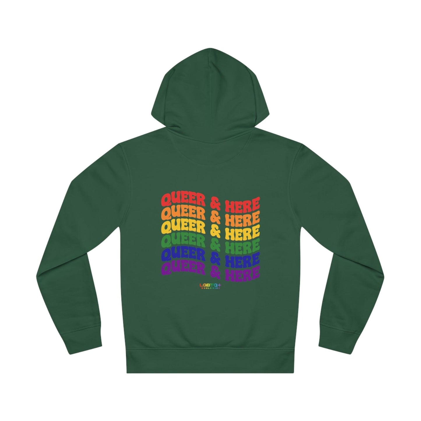 LGBTQWorldwide - ,,QUEER&HERE'' DTG, Eco-friendly, Hoodies, Last, Men's Clothing, Recycled, Unisex, Vegan, Women's Clothing lgbtq Bekleidung Accessoires unisex Zubehör