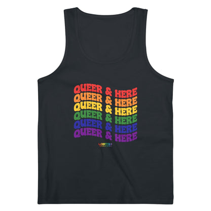 LGBTQWorldwide - ,,QUEERE&HERE'' DTG, Eco-friendly, Men's Clothing, Neck Labels, Organic, Recycled, Slim fit, Sustainable, Tank Tops, Tanke, Vegan lgbtq Bekleidung Accessoires unisex Zubehör