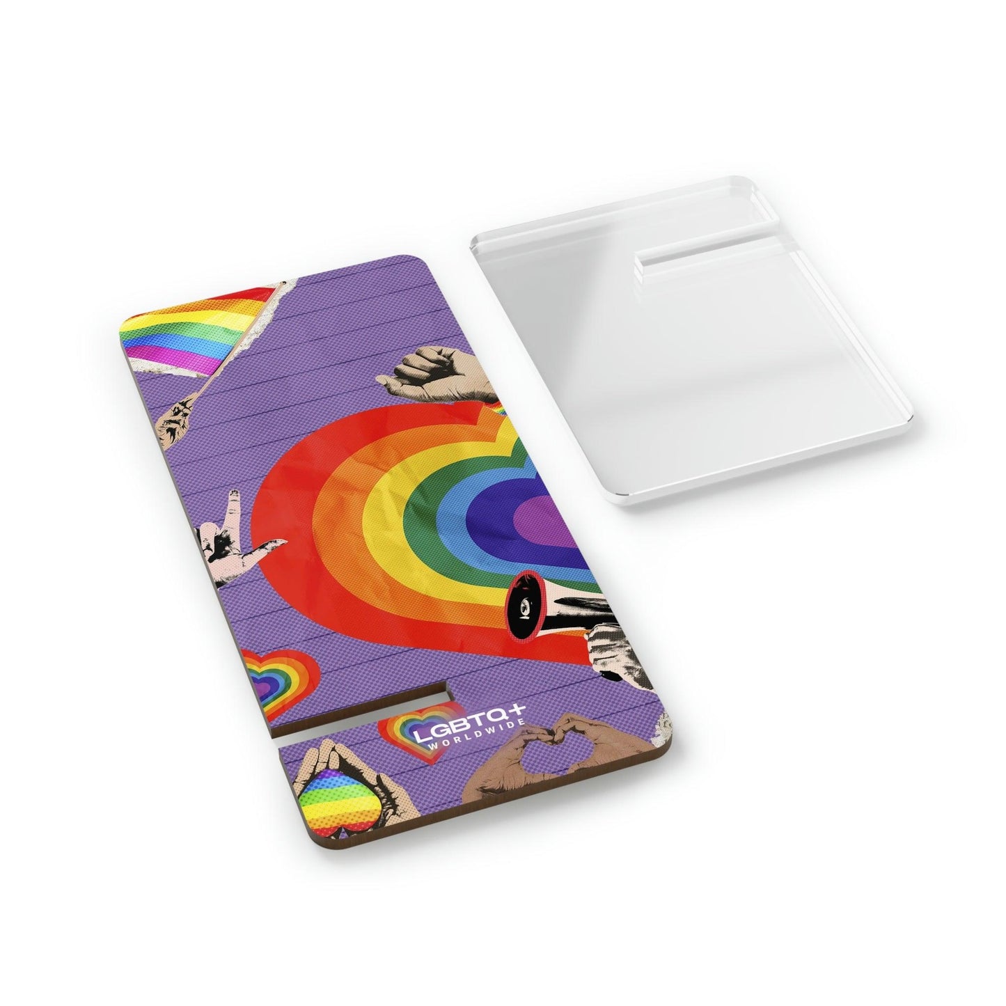 LGBTQWorldwide - ,,REGENBOGEN HERZ" Handyhalter für Smartphones Accessories, All, Desk, Phone accessory, stand, tech, Tech Accessories lgbtq Bekleidung Accessoires unisex Zubehör