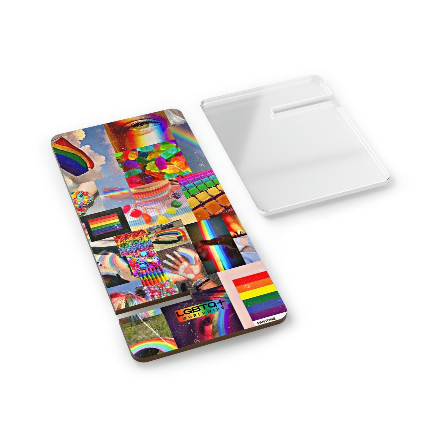 LGBTQWorldwide - ,,REGENBOGEN WELT" Handyhalter für Smartphones Accessories, all, Desk, Phone accessory, stand, tech, Tech Accessories lgbtq Bekleidung Accessoires unisex Zubehör