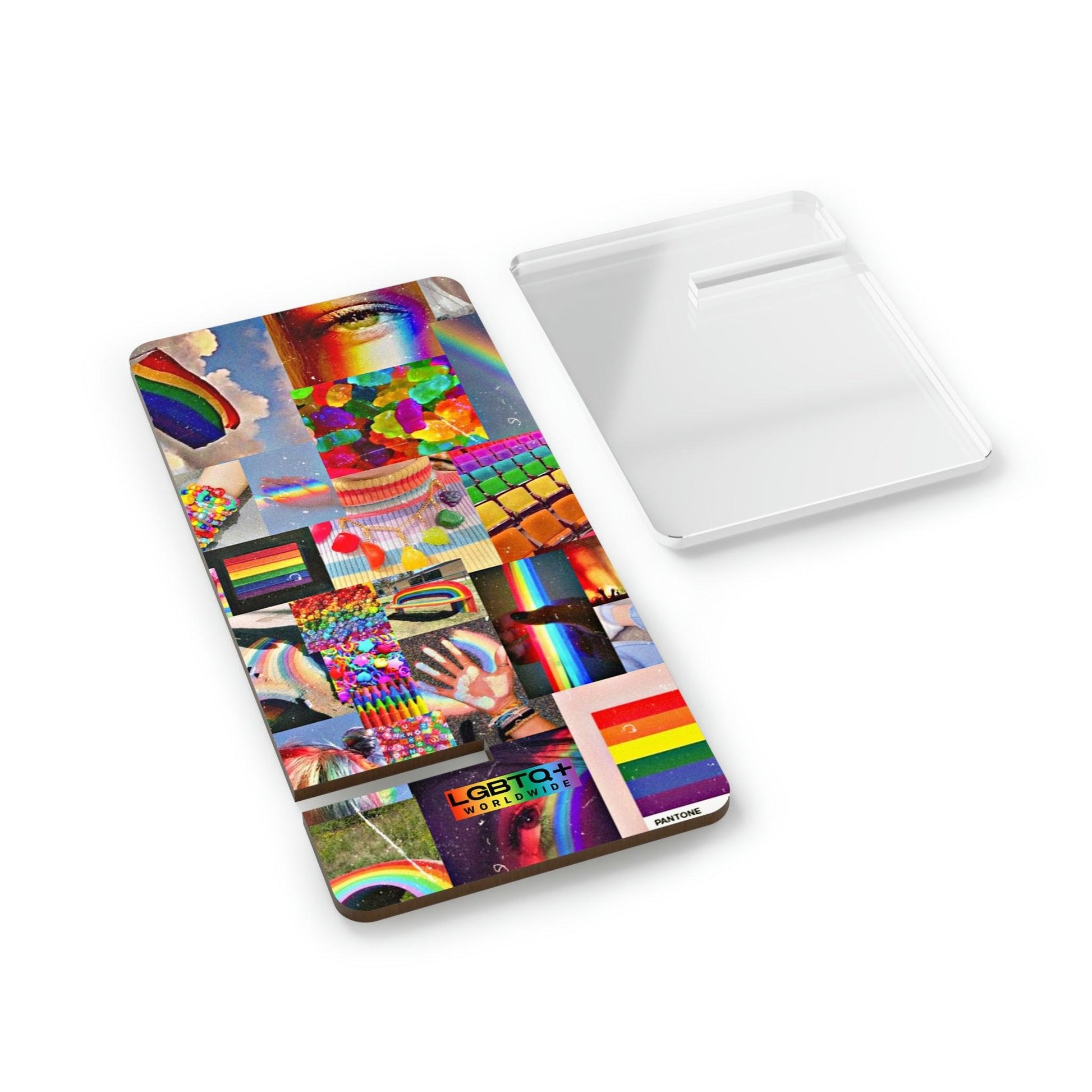 LGBTQWorldwide - ,,REGENBOGEN WELT" Handyhalter für Smartphones Accessories, all, Desk, Phone accessory, stand, tech, Tech Accessories lgbtq Bekleidung Accessoires unisex Zubehör