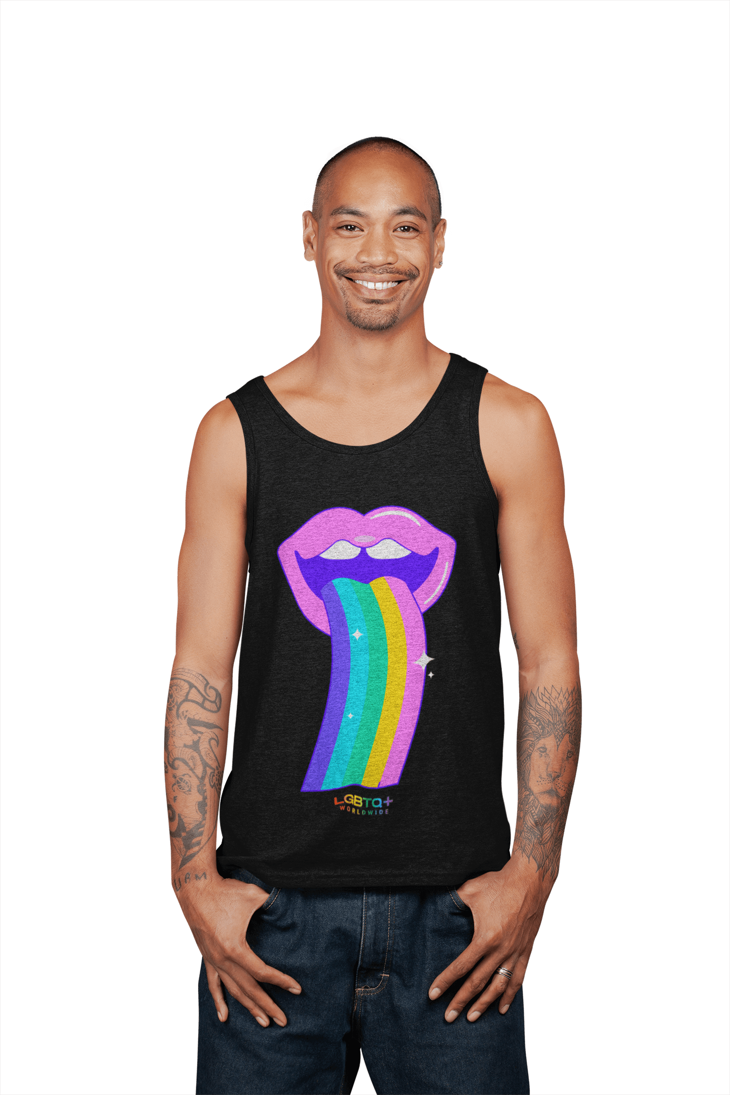 LGBTQWorldwide - ,,REGENBOGEN ZUNGE'' DTG, Eco-friendly, Men's Clothing, Neck Labels, Organic, Recycled, Slim fit, Sustainable, Tank Tops, Tanke, Vegan lgbtq Bekleidung Accessoires unisex Zubehör