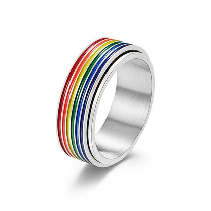 LGBTQWorldwide - Regenbogenring Silber Accessoires, All lgbtq Bekleidung Accessoires unisex Zubehör