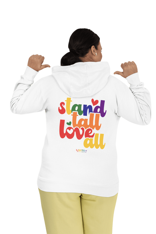 LGBTQWorldwide - ,,STANDTALLOVERALL'' DTG, Eco-friendly, Hoodies, Last, Men's Clothing, Recycled, Unisex, Vegan, Women's Clothing lgbtq Bekleidung Accessoires unisex Zubehör