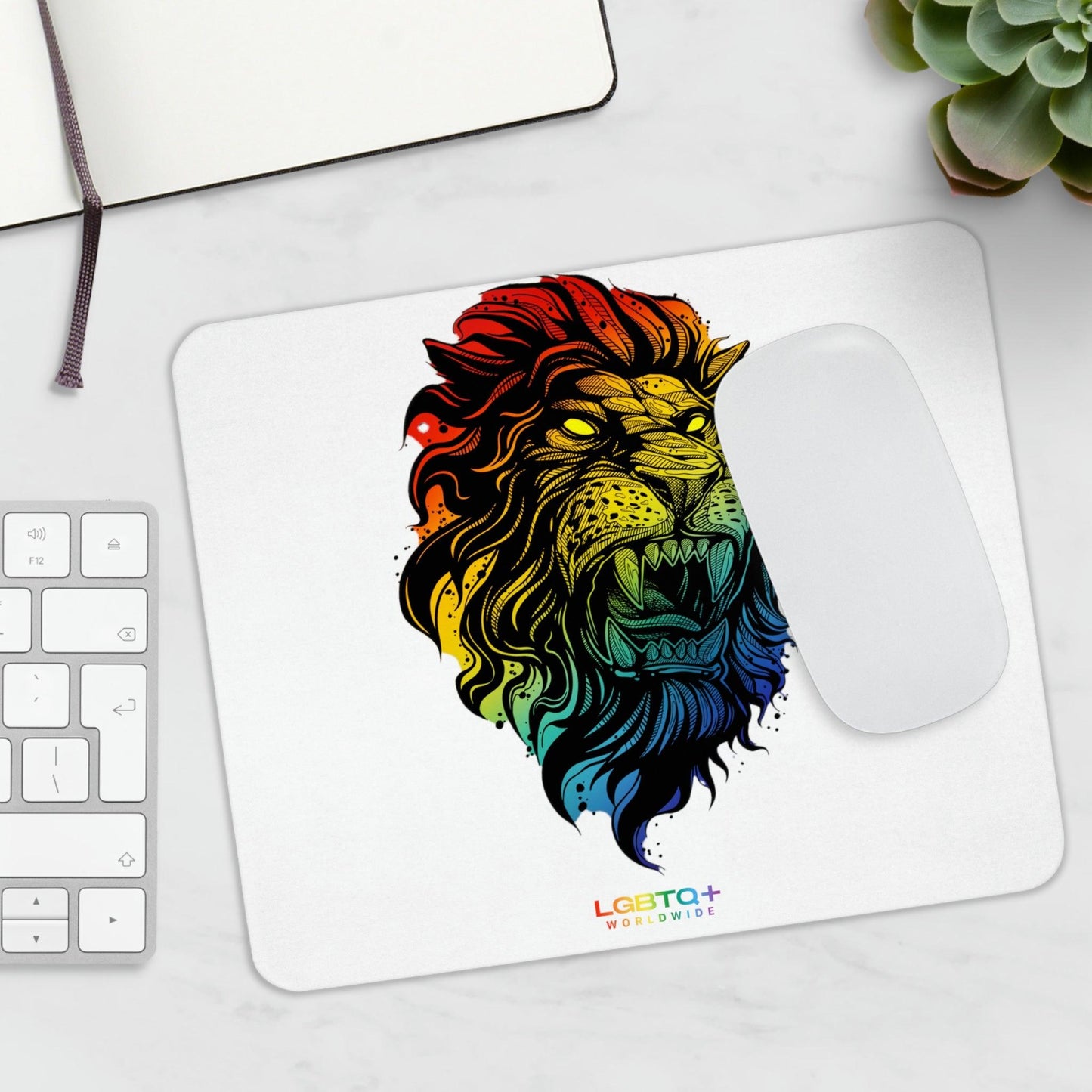 LGBTQWorldwide - ,,STARKER LÖWE" Mauspad All, Desk, Home & Living, Mouse pad, Mouse Pads, Mousepad, tech lgbtq Bekleidung Accessoires unisex Zubehör