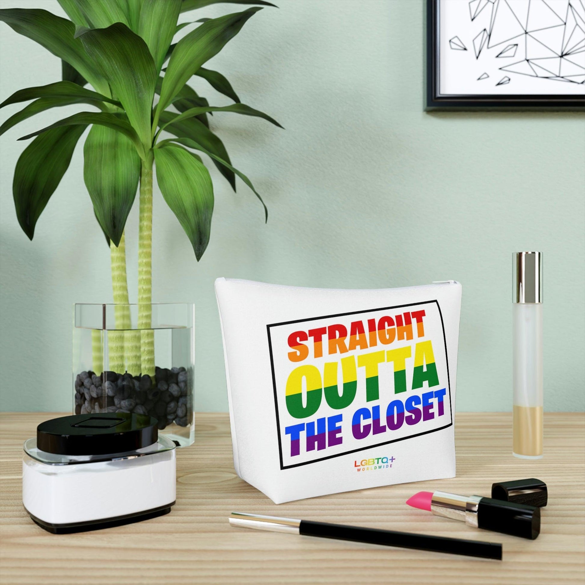 LGBTQWorldwide - ,,STRAIGHT OUTTA" Kosmetiktasche all, All Over Print, AOP, bag, Cosmetics, Home, Pouches, Sublimation, Travel Accessories, With zipper lgbtq Bekleidung Accessoires unisex Zubehör