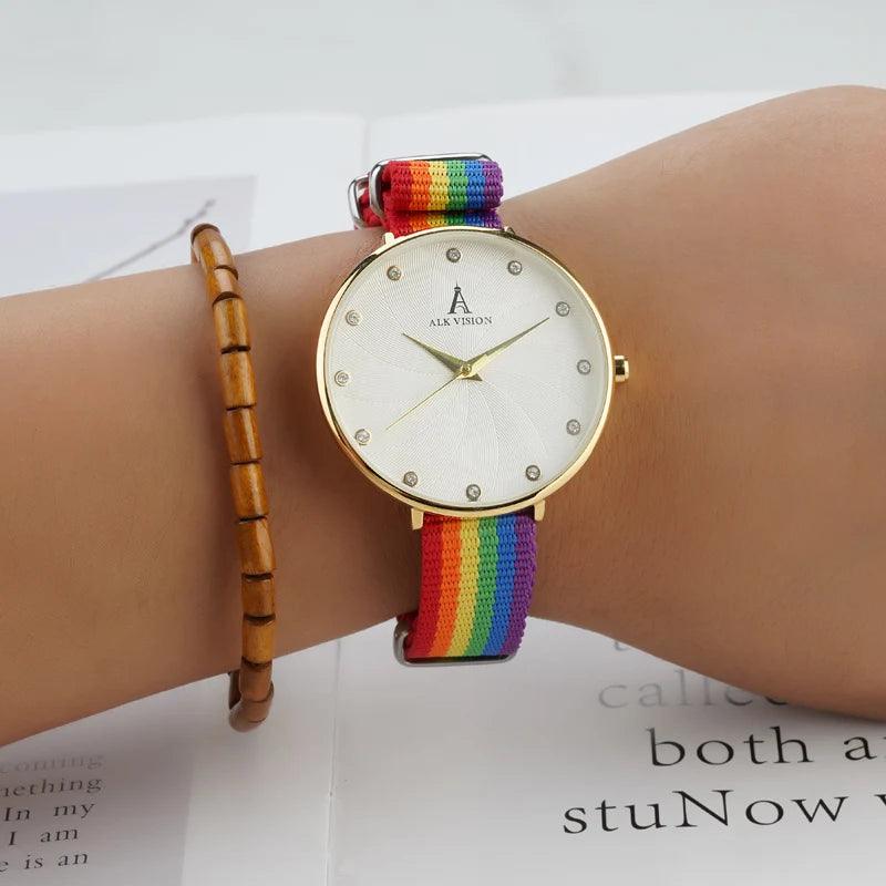 LGBTQWorldwide - Stylische Uhr in Regenbogenfarben lgbtq Bekleidung Accessoires unisex Zubehör