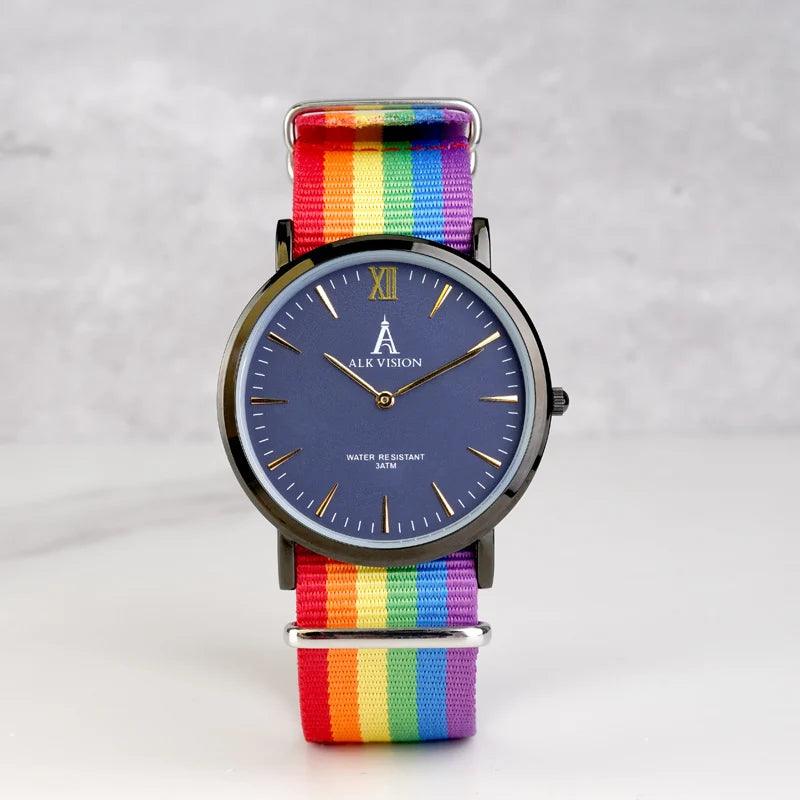 LGBTQWorldwide - Stylische Uhr in Regenbogenfarben lgbtq Bekleidung Accessoires unisex Zubehör