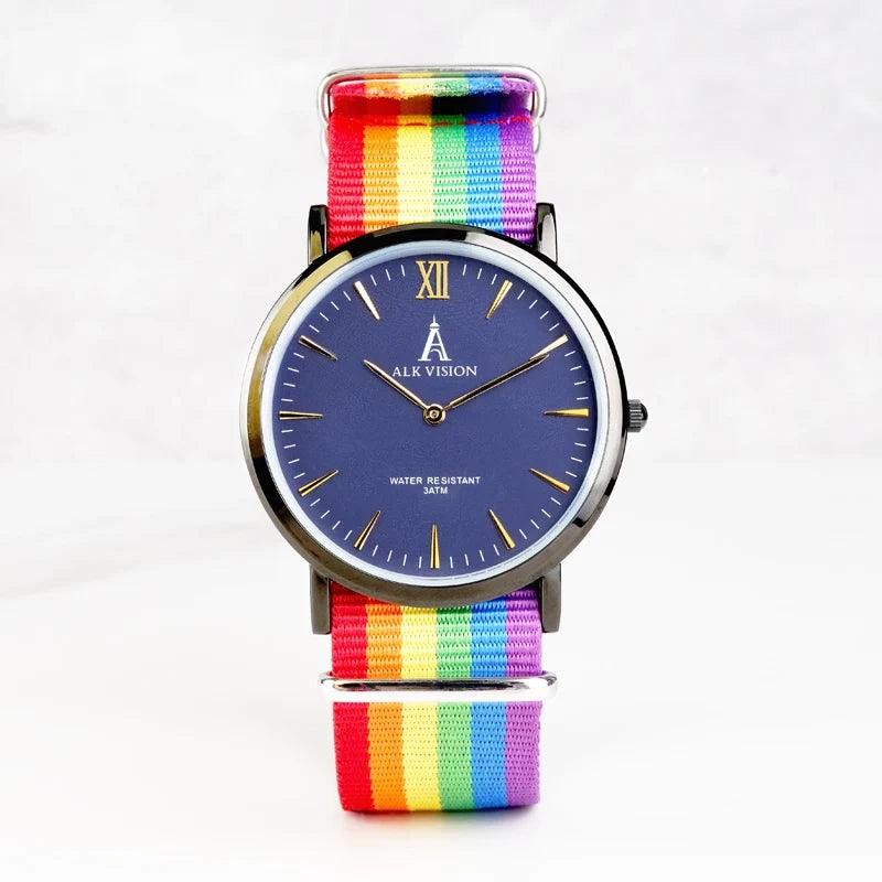 LGBTQWorldwide - Stylische Uhr in Regenbogenfarben lgbtq Bekleidung Accessoires unisex Zubehör