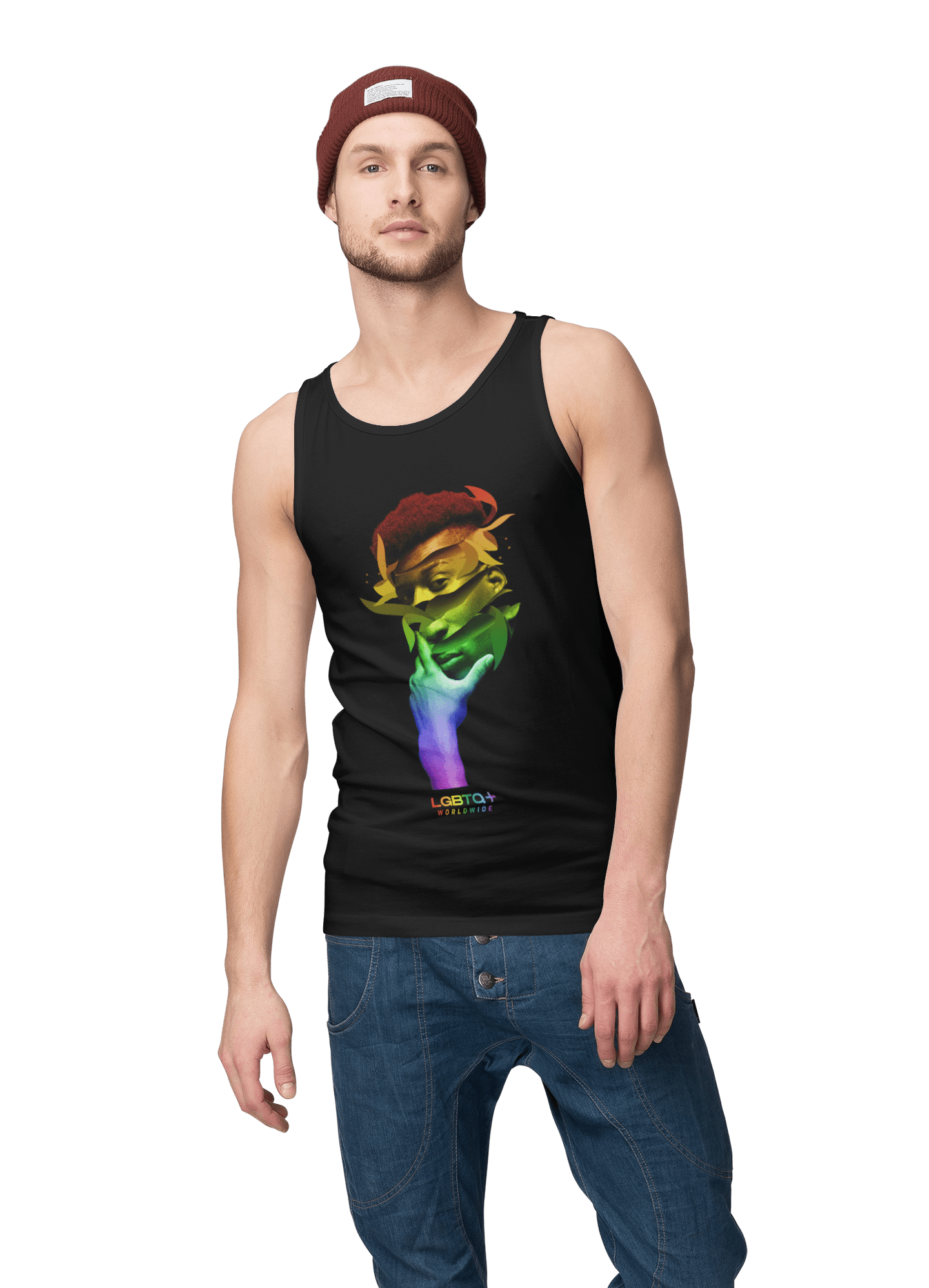 LGBTQWorldwide - ,,THINK ABOUT IT'' DTG, Eco-friendly, Men's Clothing, Neck Labels, Organic, Recycled, Slim fit, Sustainable, Tank Tops, Tanke, Vegan lgbtq Bekleidung Accessoires unisex Zubehör